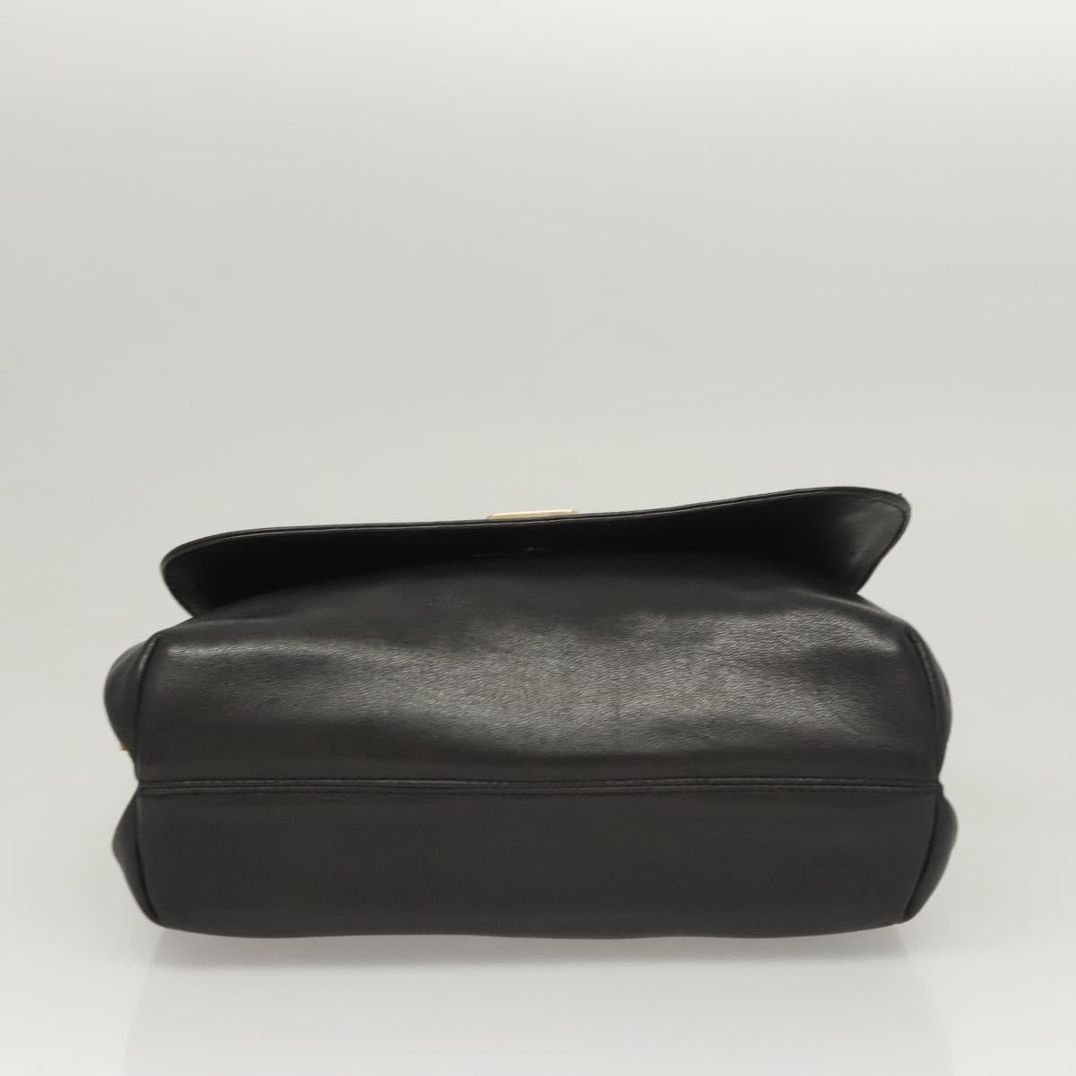 Salvatore Ferragamo Hand Bag Leather Black Gold Auth BD2131