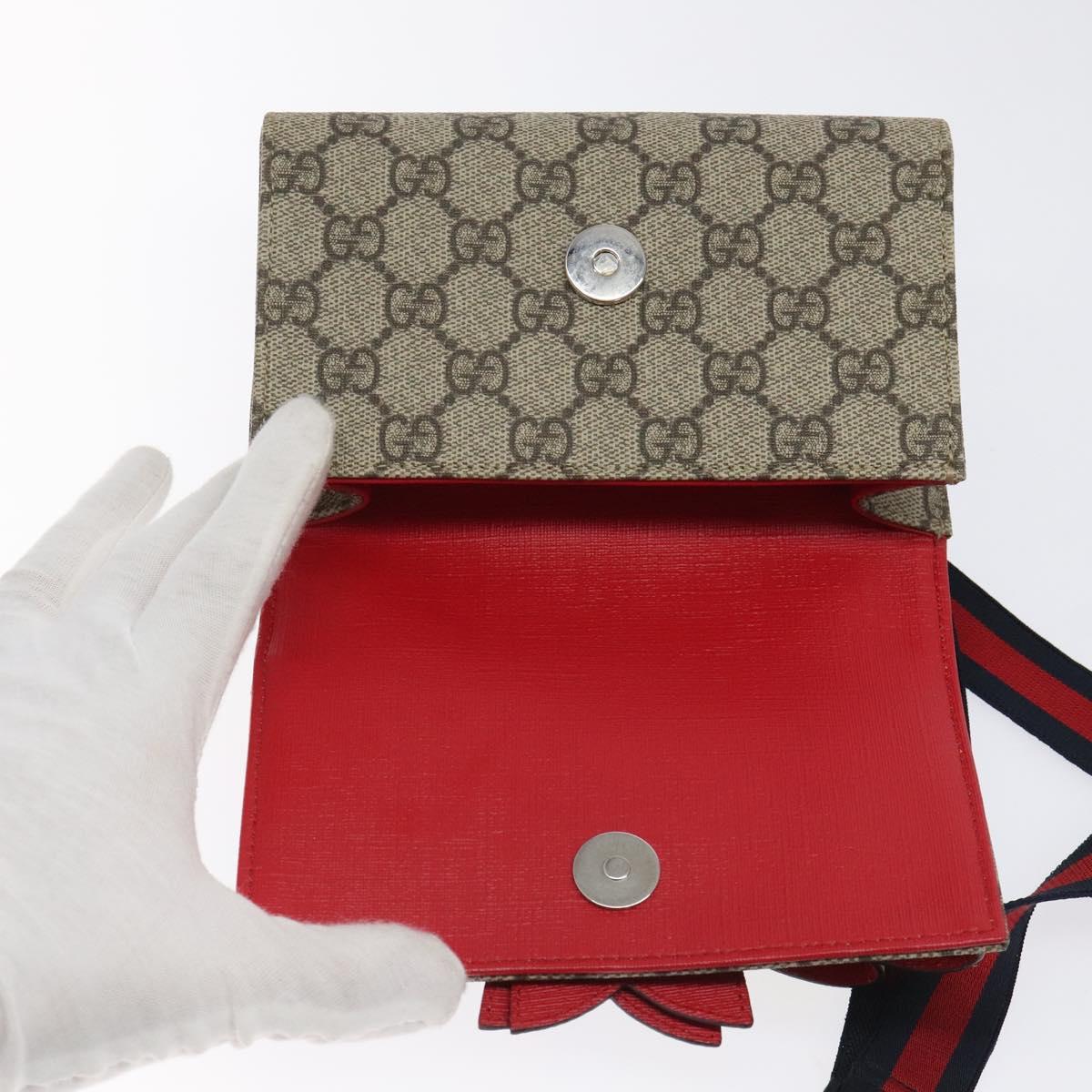 GUCCI GG Supreme Sherry Line Children Waist bag PVC Beige Red Navy Auth BD2175