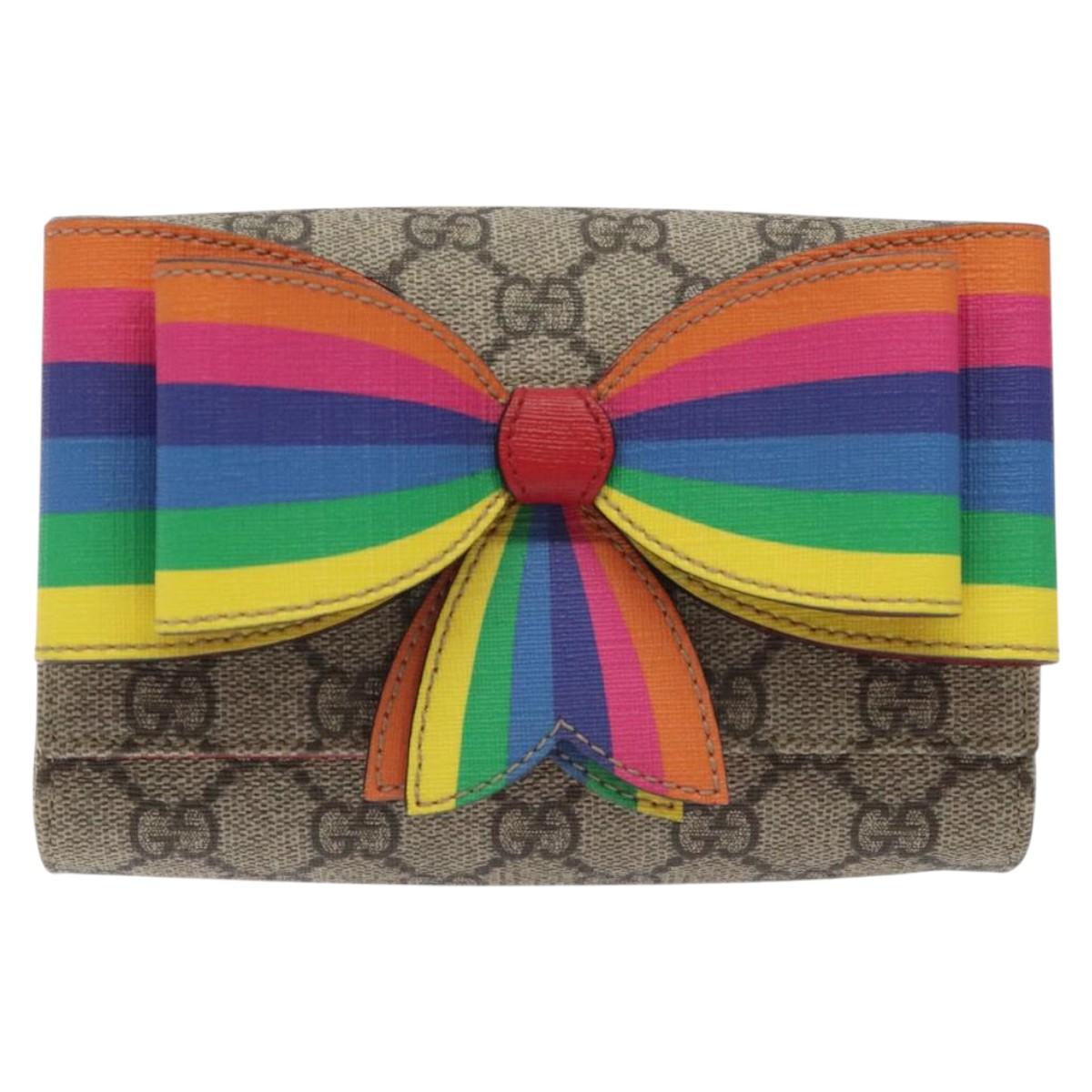GUCCI GG Supreme Sherry Line Children Waist bag PVC Beige Red Navy Auth BD2175