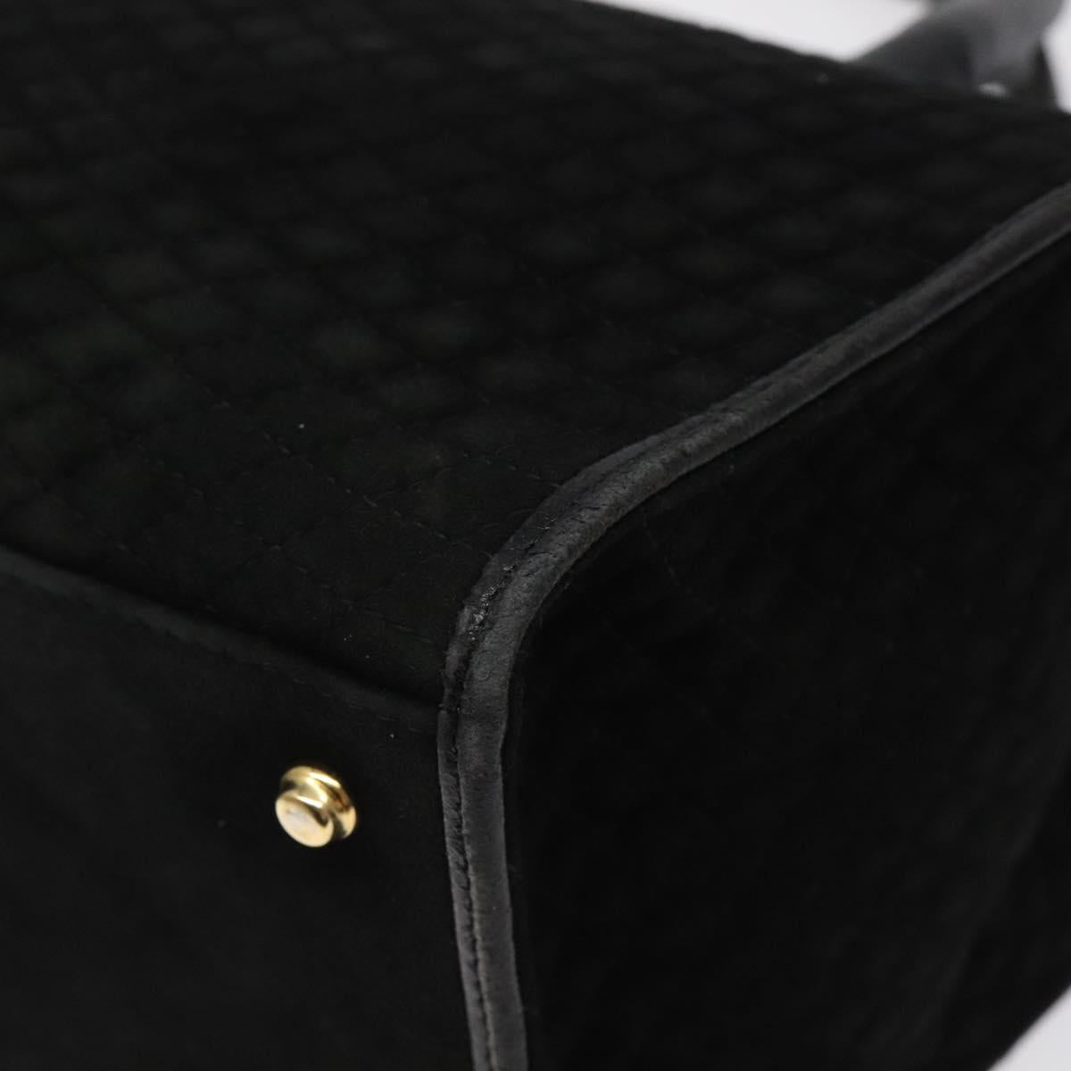 BALLY Quilted Hand Bag Leather Black Gold Auth BD2177