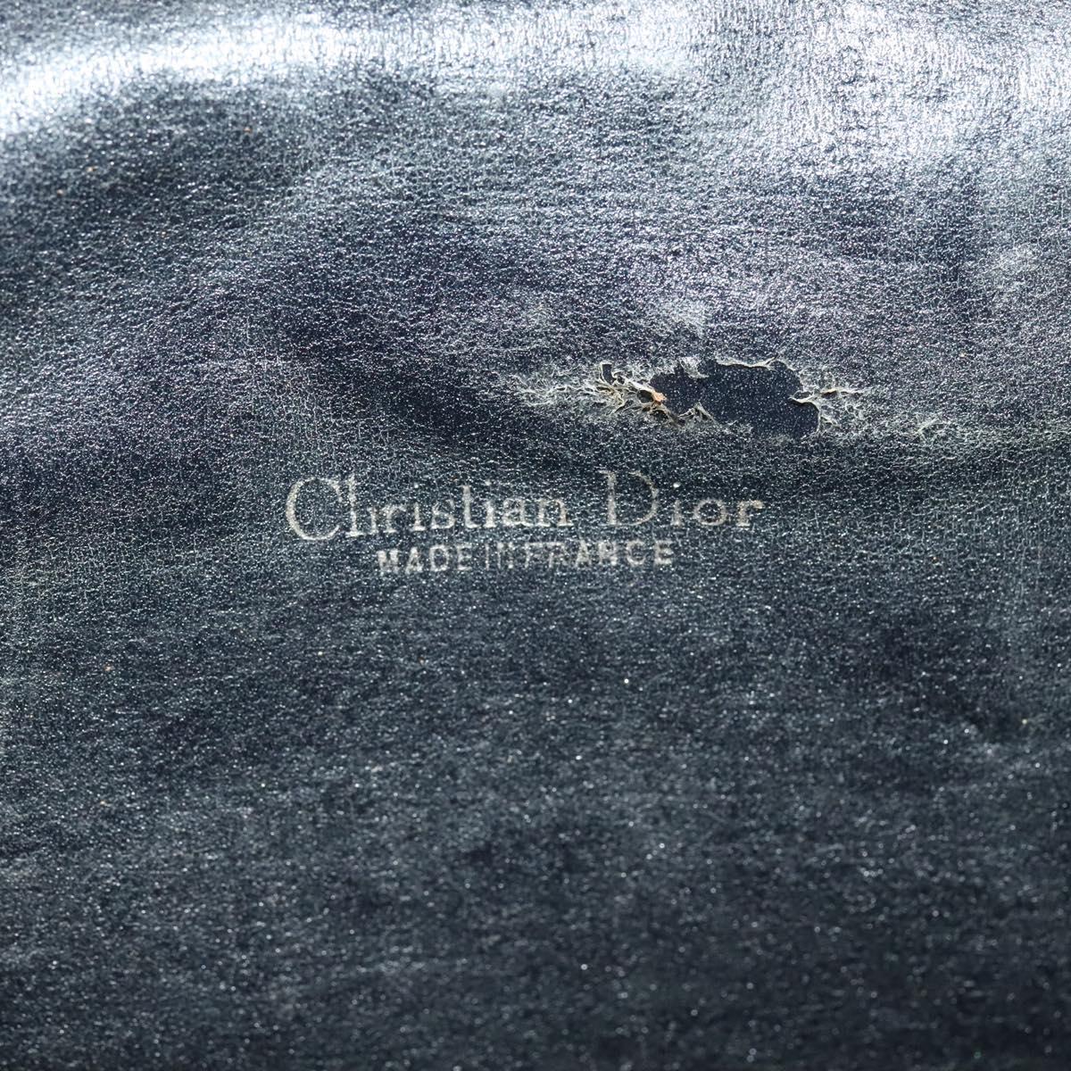 Christian Dior Trotter Canvas Shoulder Bag Navy Gold Auth BD2178