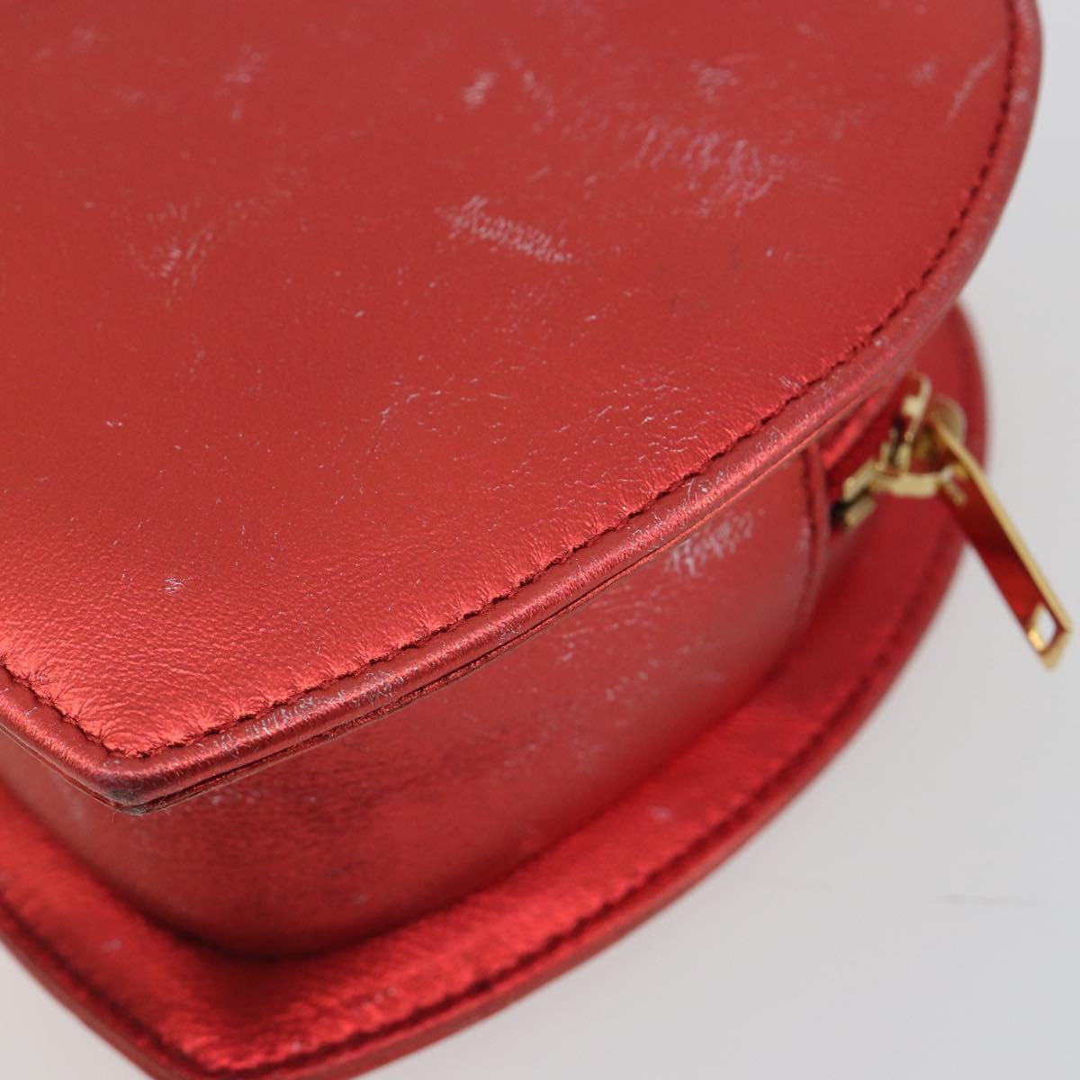 SAINT LAURENT Chain Shoulder Bag Leather Red Gold Auth BD2192M