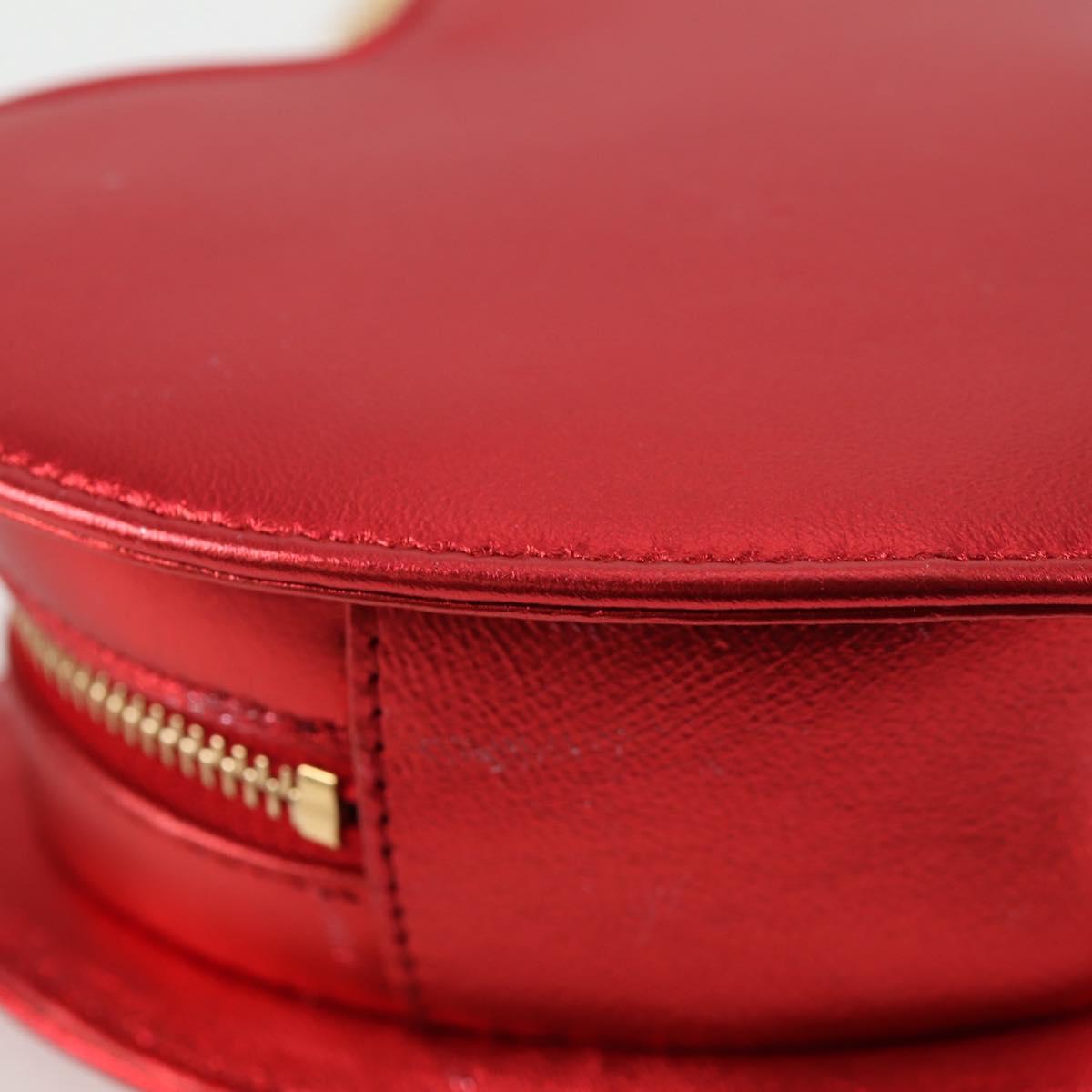 SAINT LAURENT Chain Shoulder Bag Leather Red Gold Auth BD2192M