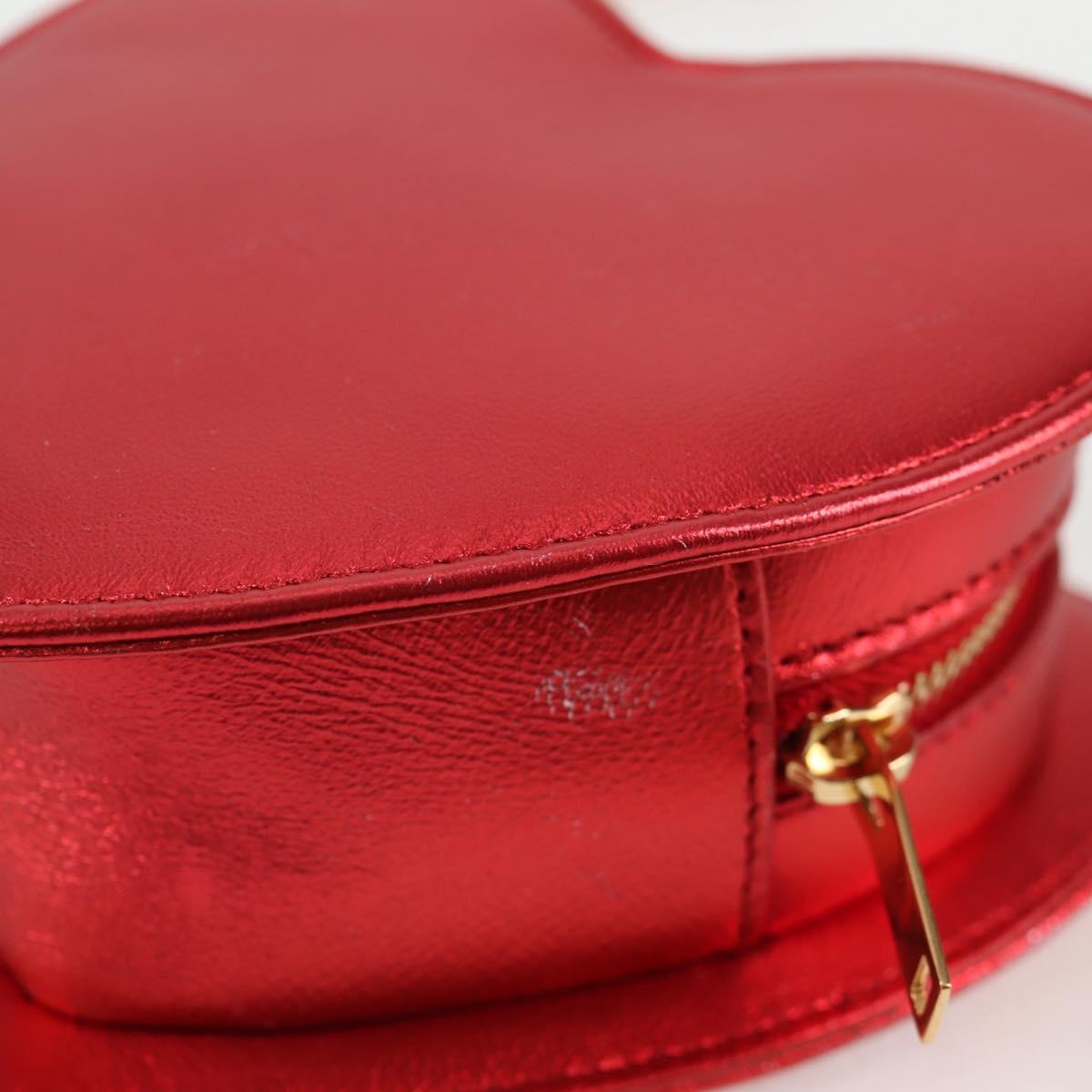 SAINT LAURENT Chain Shoulder Bag Leather Red Gold Auth BD2192M