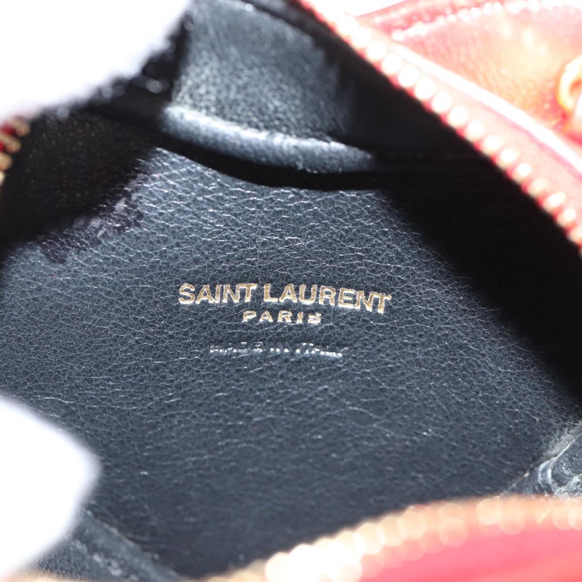 SAINT LAURENT Chain Shoulder Bag Leather Red Gold Auth BD2192M