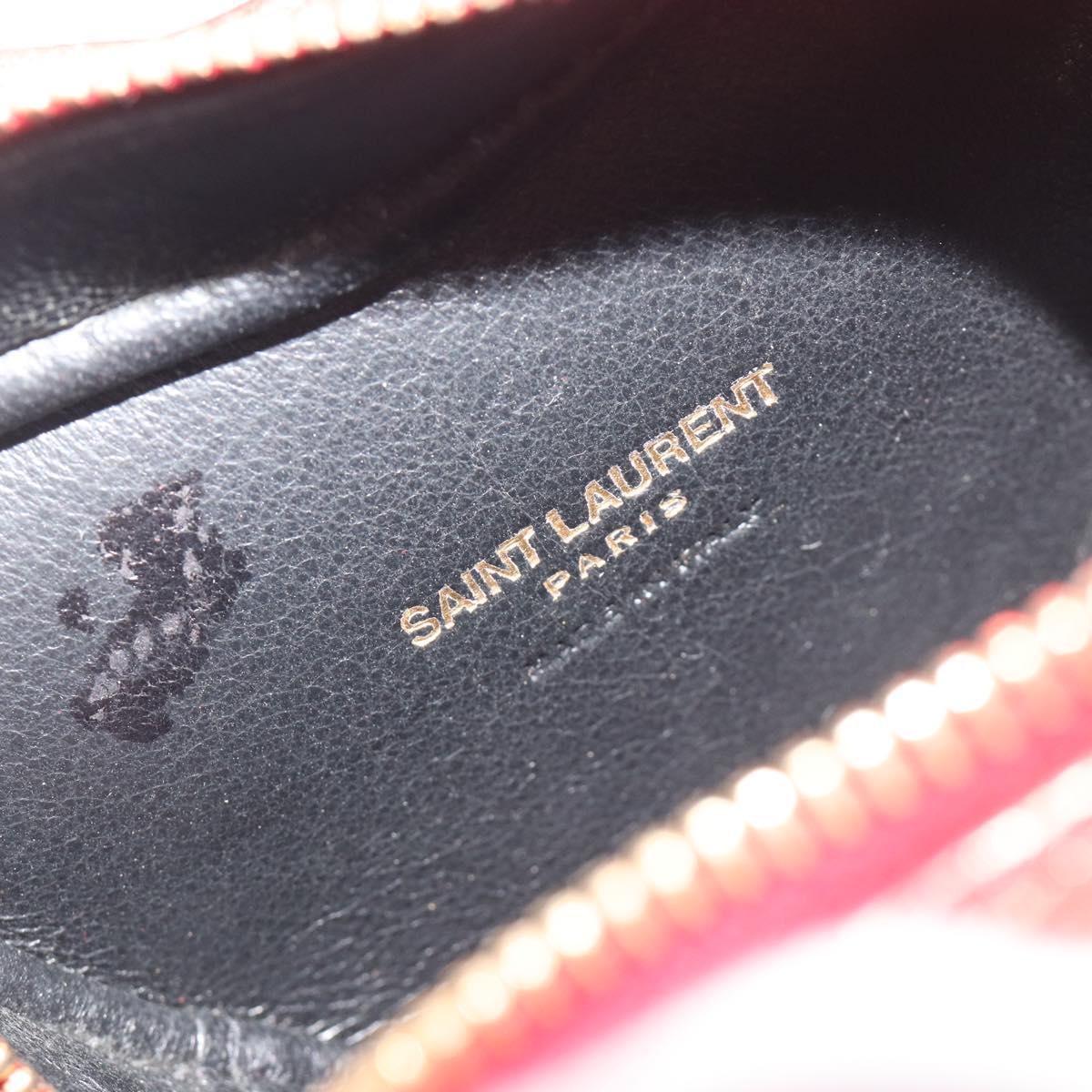 SAINT LAURENT Chain Shoulder Bag Leather Red Gold Auth BD2192M