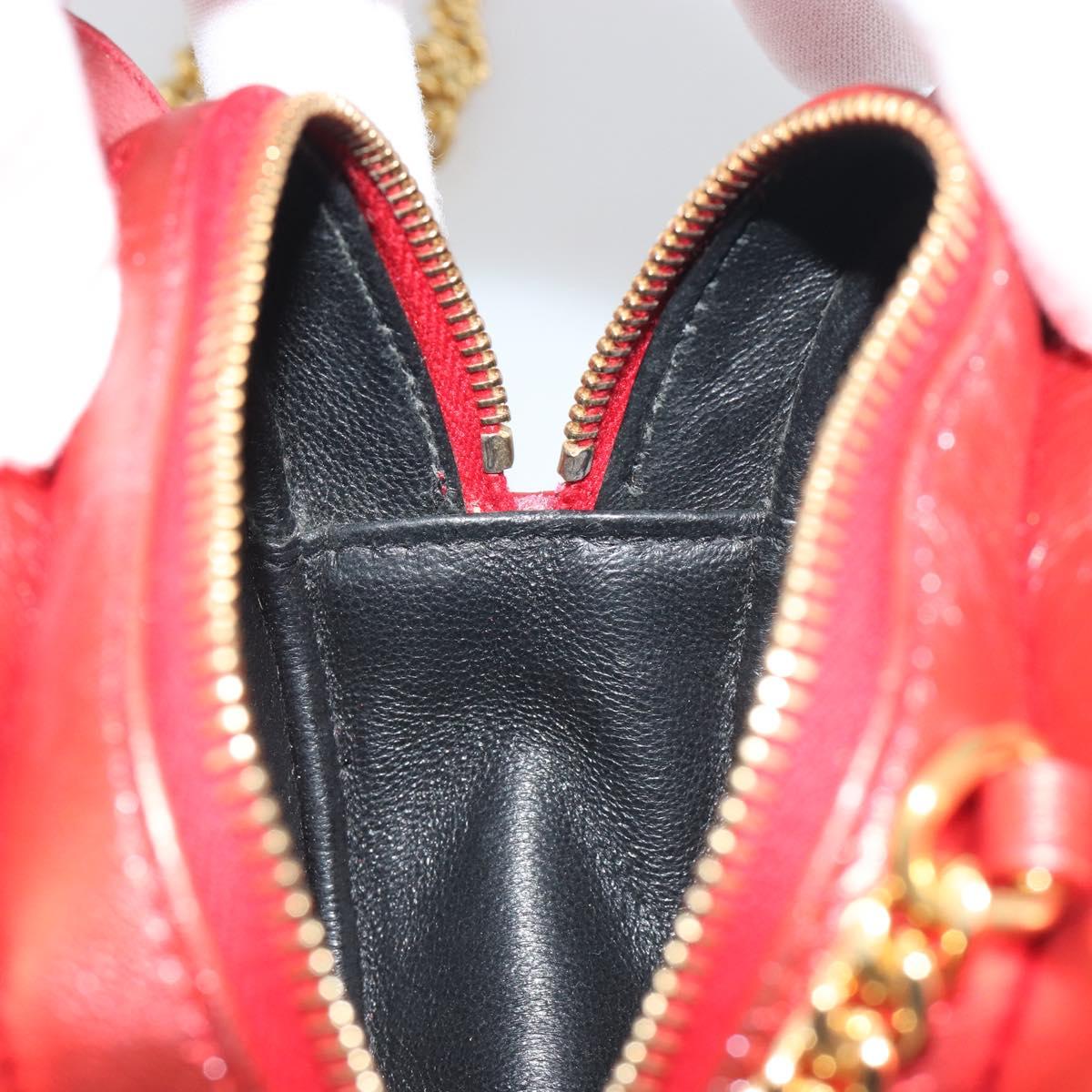 SAINT LAURENT Chain Shoulder Bag Leather Red Gold Auth BD2192M