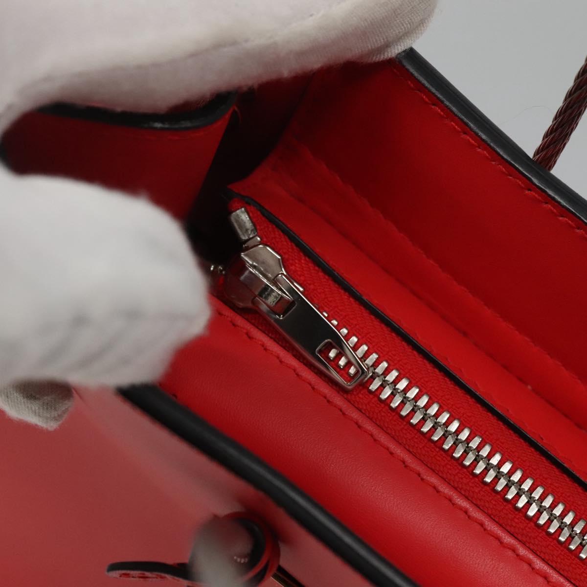BALENCIAGA Cable Shopper S Hand Bag Leather 2way Red Silver 371177 Auth BD2212