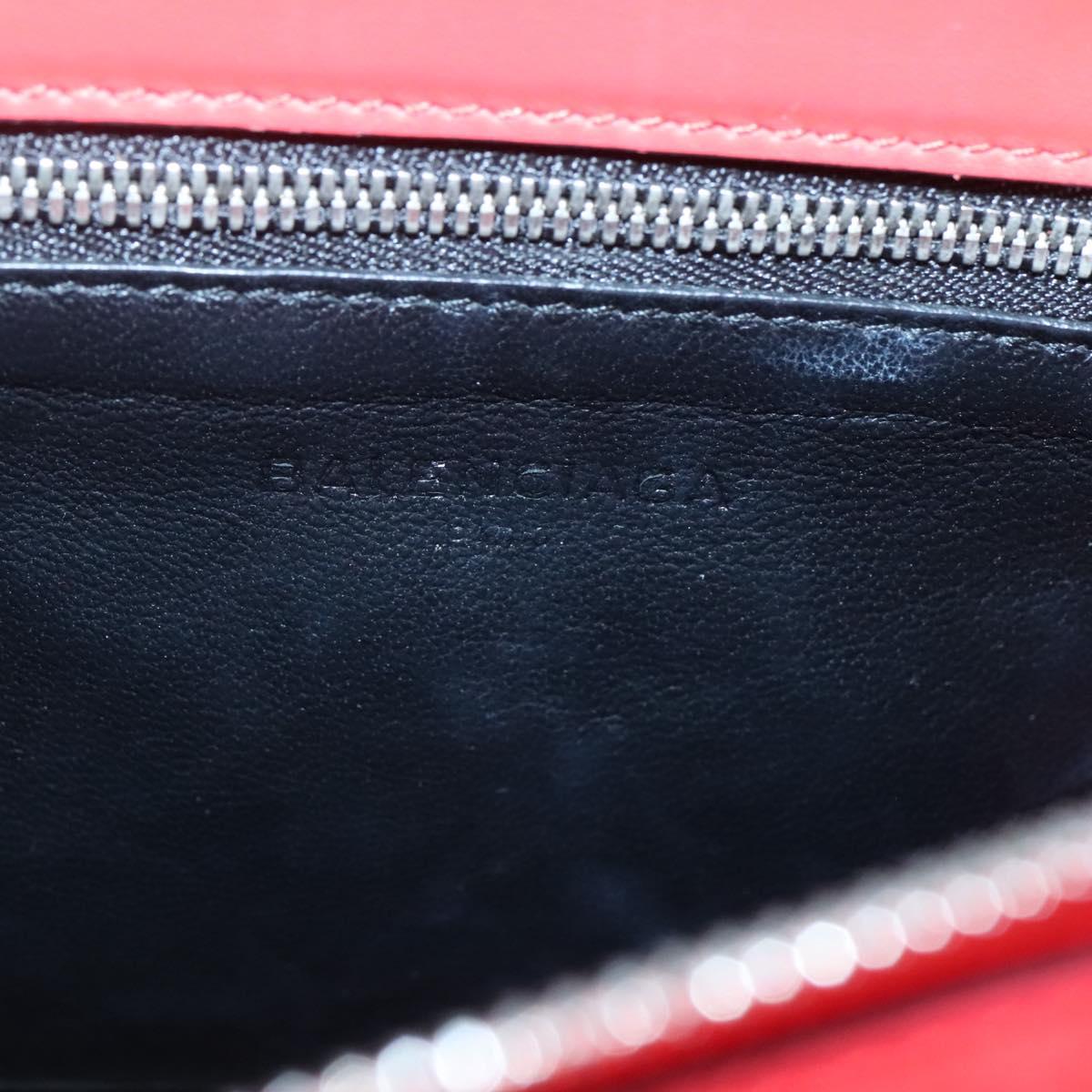 BALENCIAGA Cable Shopper S Hand Bag Leather 2way Red Silver 371177 Auth BD2212