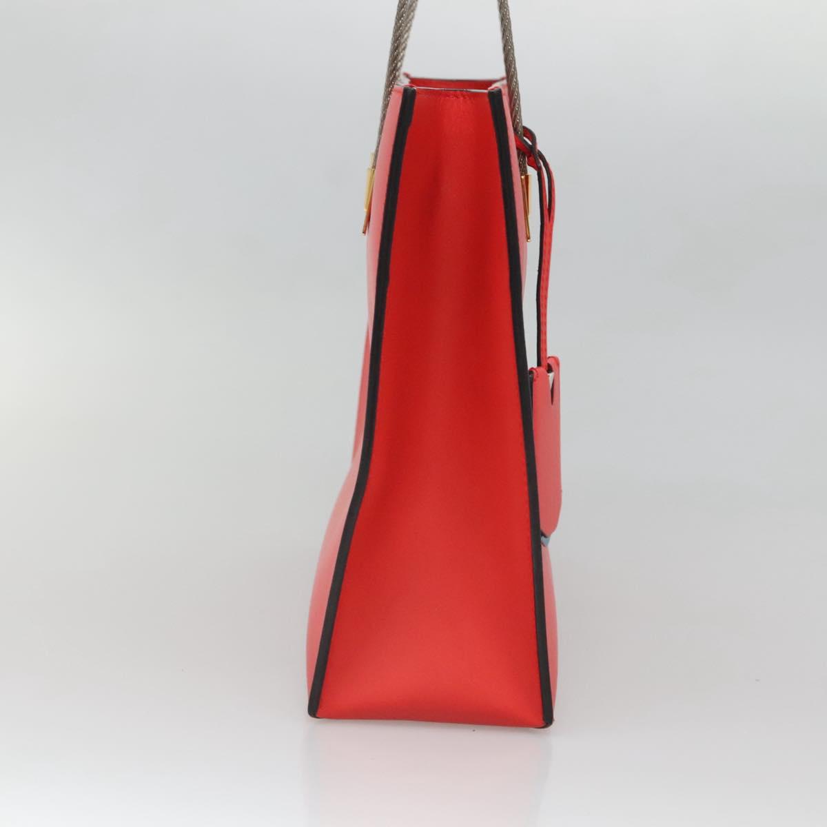 BALENCIAGA Cable Shopper S Hand Bag Leather 2way Red Silver 371177 Auth BD2212
