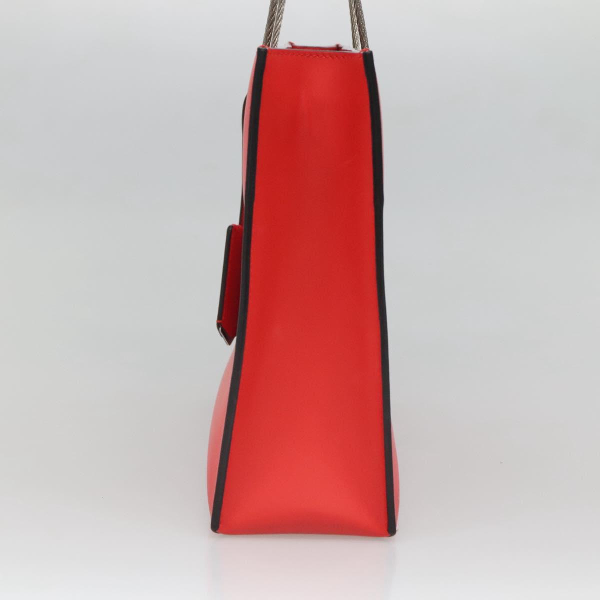 BALENCIAGA Cable Shopper S Hand Bag Leather 2way Red Silver 371177 Auth BD2212