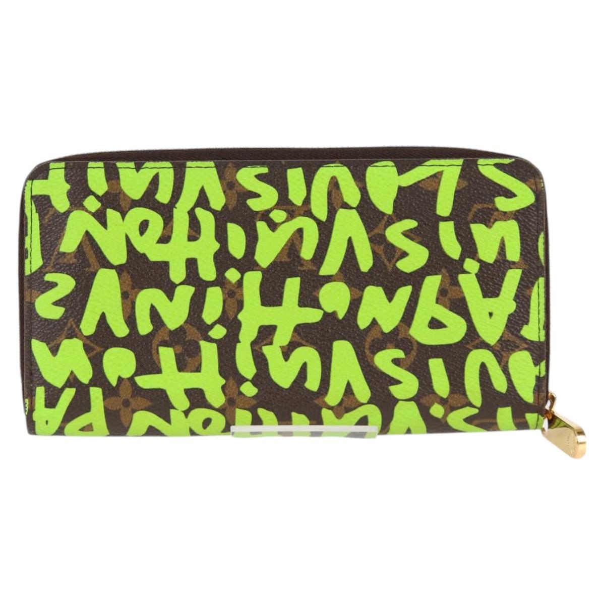 LOUIS VUITTON Monogram Graffiti Zippy Wallet Green M93712 LV Auth BD2242V