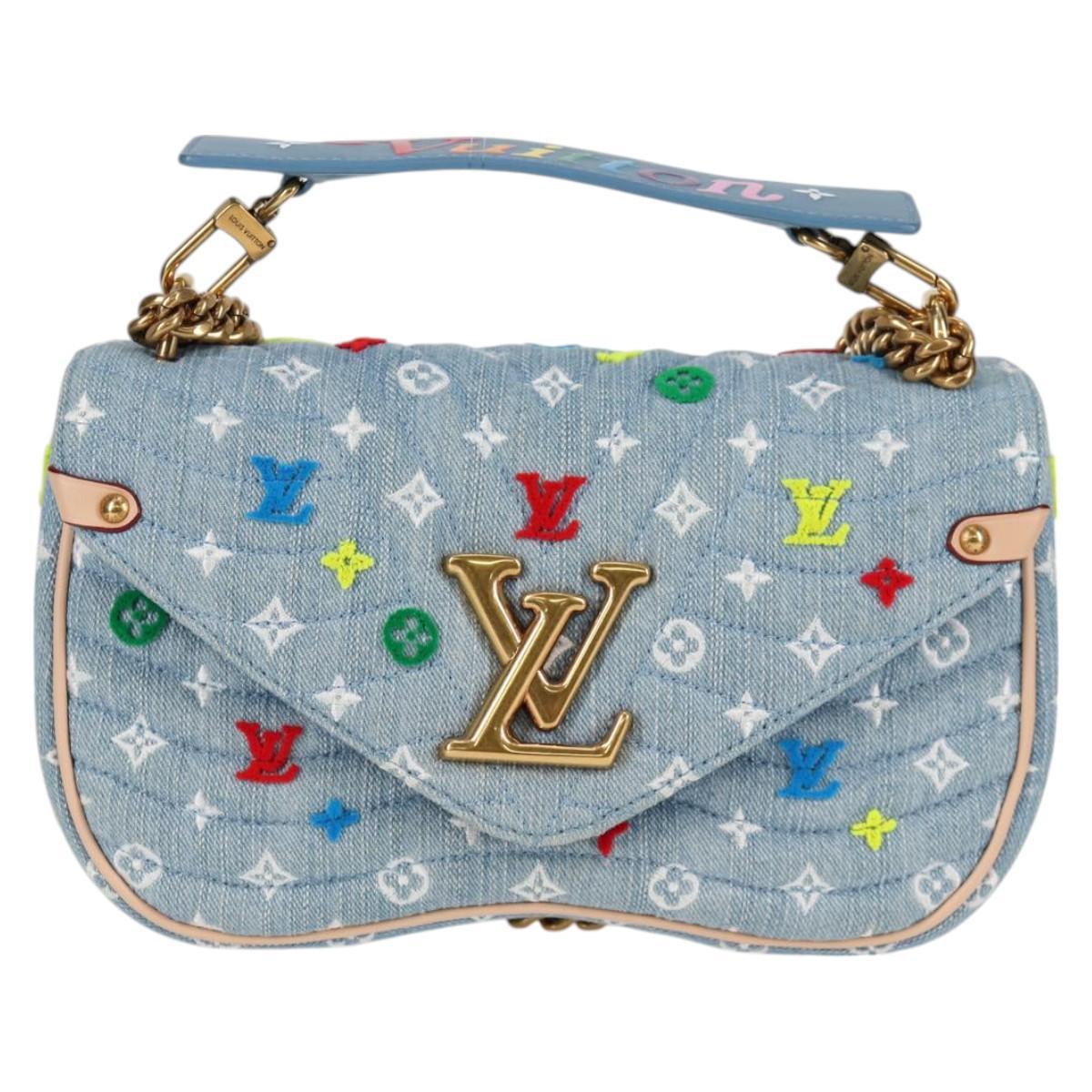 LOUIS VUITTON New Wave Chain Bag MM Hand Bag Light Blue M53692 LV Auth BD2243SM
