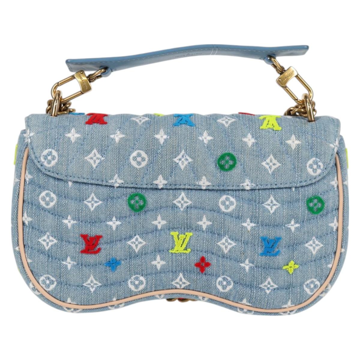 LOUIS VUITTON New Wave Chain Bag MM Hand Bag Light Blue M53692 LV Auth BD2243SM