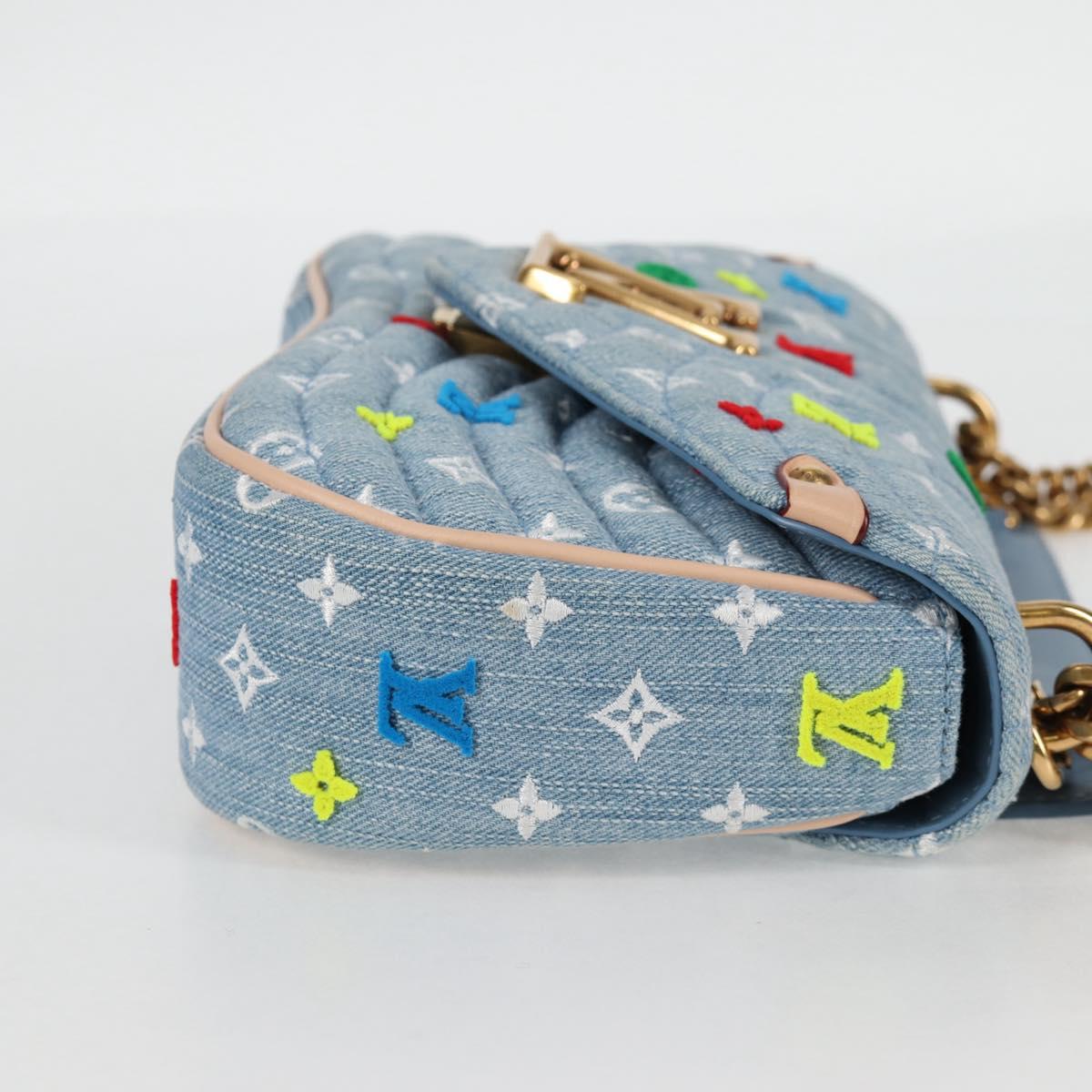 LOUIS VUITTON New Wave Chain Bag MM Hand Bag Light Blue M53692 LV Auth BD2243SM