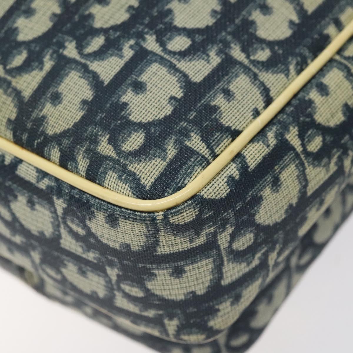 Christian Dior Trotter Canvas Shoulder Bag Navy Gold Auth BD2276