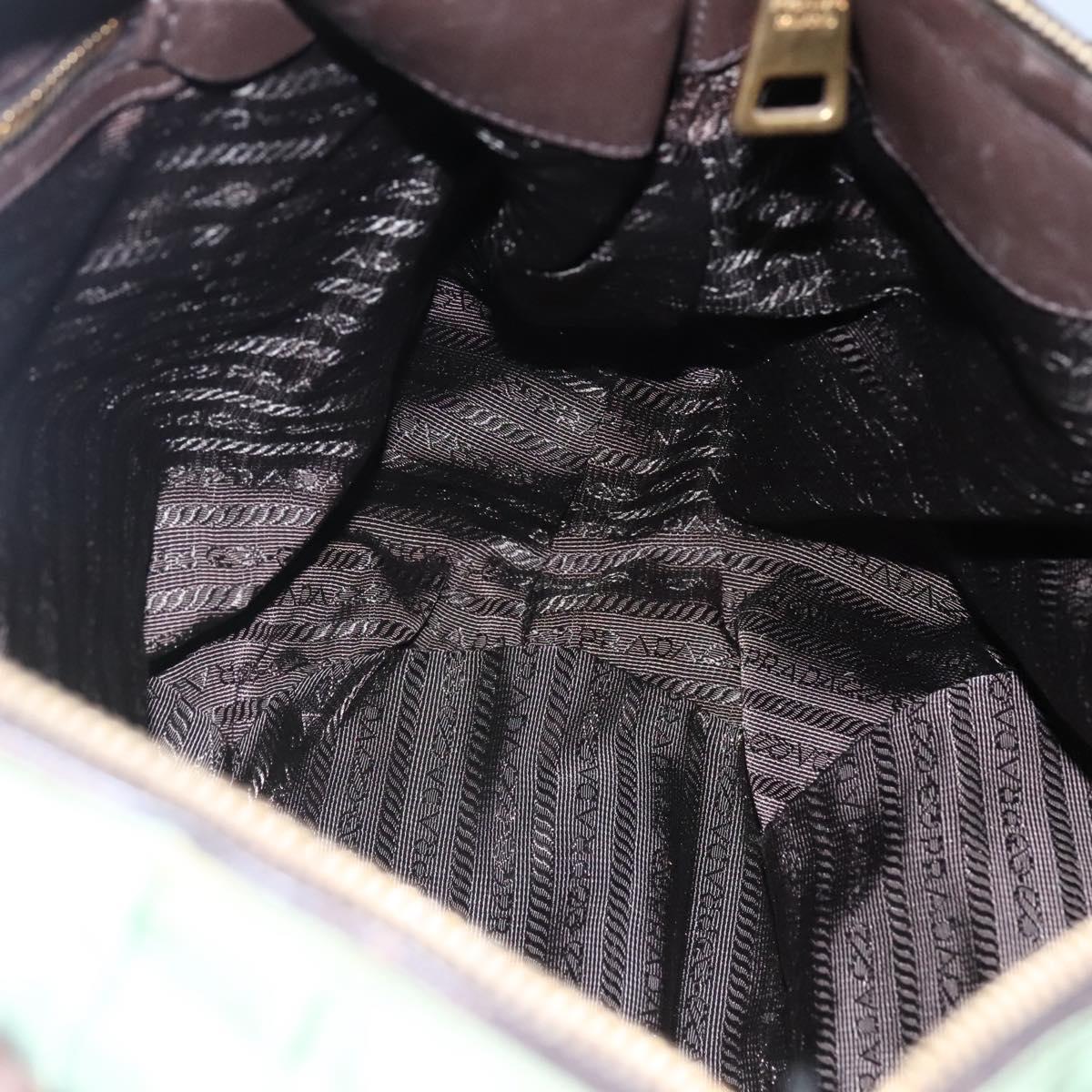 PRADA Hand Bag Nylon 2way Khaki Gold Auth BD242