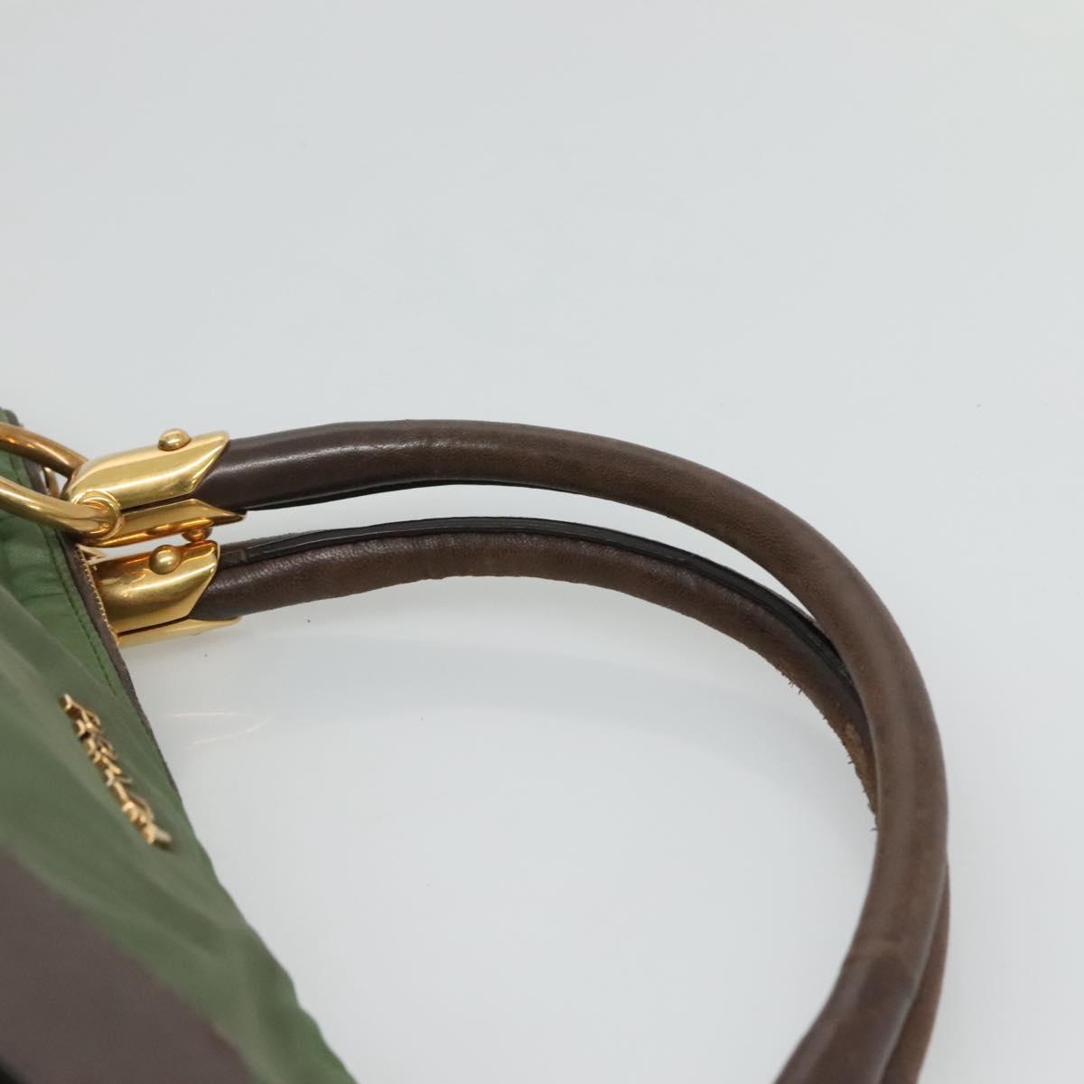 PRADA Hand Bag Nylon 2way Khaki Gold Auth BD242