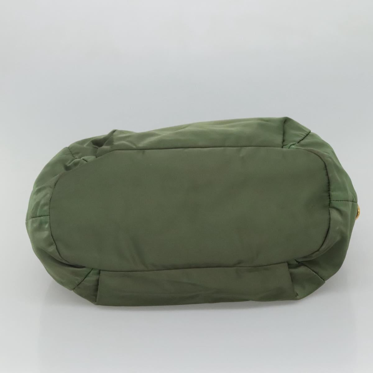 PRADA Hand Bag Nylon 2way Khaki Gold Auth BD242