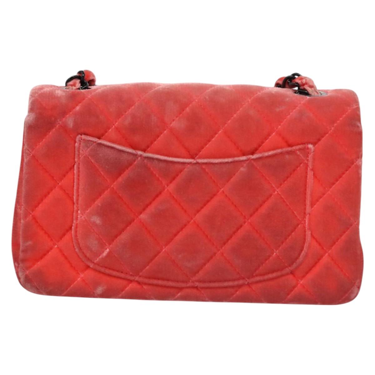 CHANEL Matelasse Chain Shoulder Bag Velor Pink CC Auth BD244V