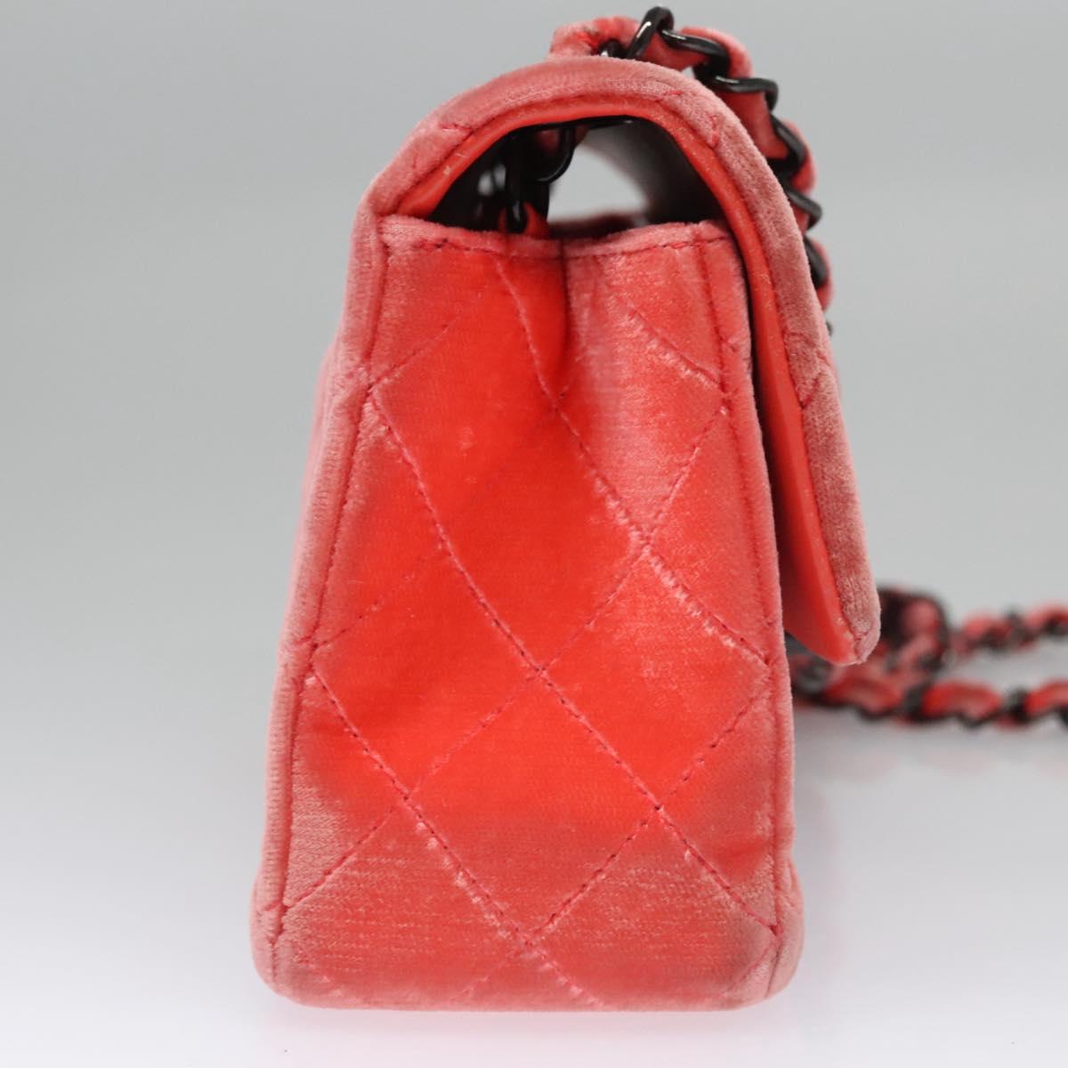 CHANEL Matelasse Chain Shoulder Bag Velor Pink CC Auth BD244V