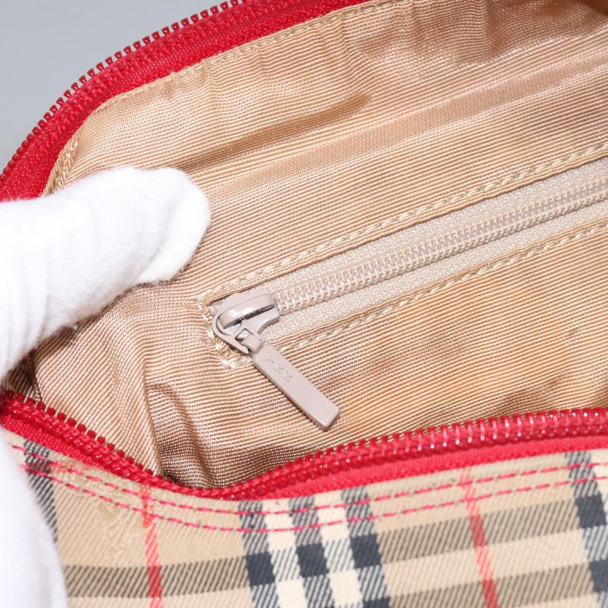 Burberrys Nova Check Shoulder Bag Canvas Beige Red gold Auth BD251