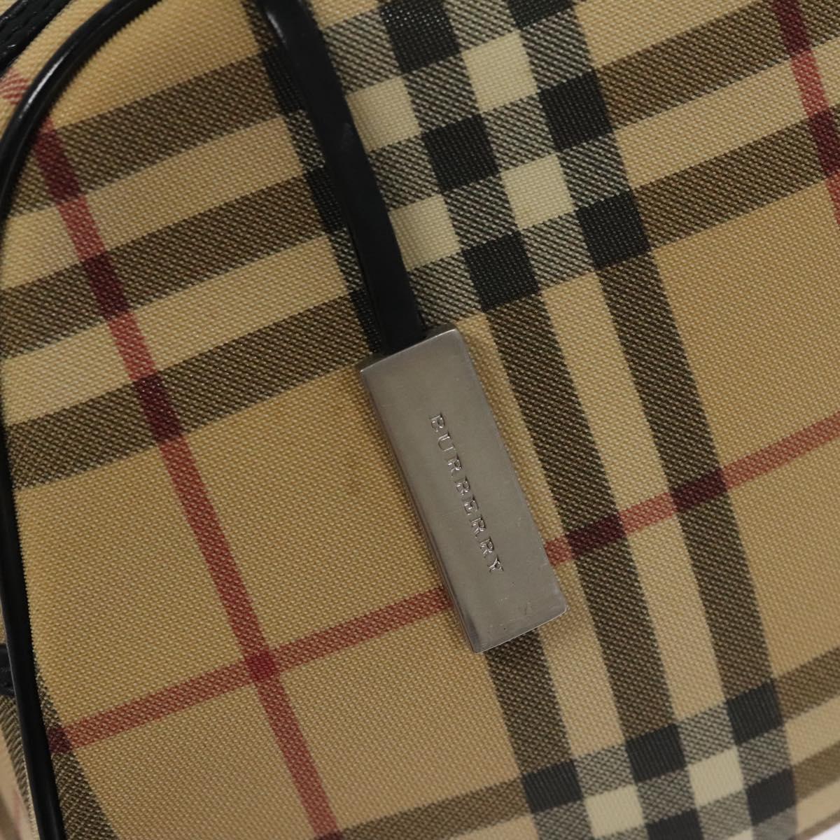 BURBERRY Nova Check Hand Bag PVC Beige Auth BD255