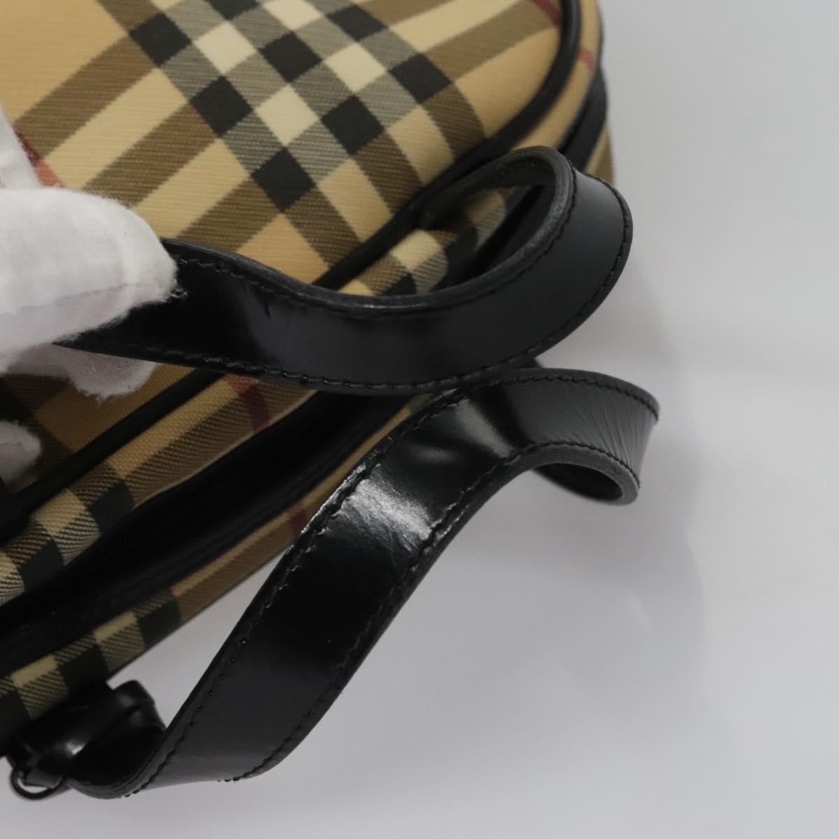 BURBERRY Nova Check Hand Bag PVC Beige Auth BD255