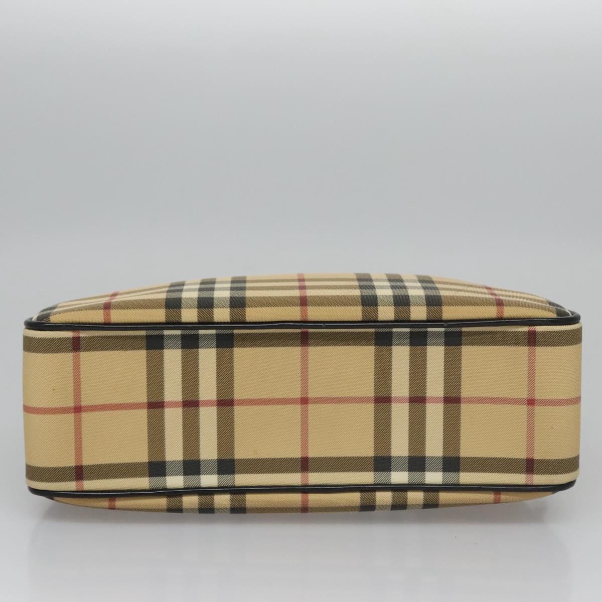 BURBERRY Nova Check Hand Bag PVC Beige Auth BD255