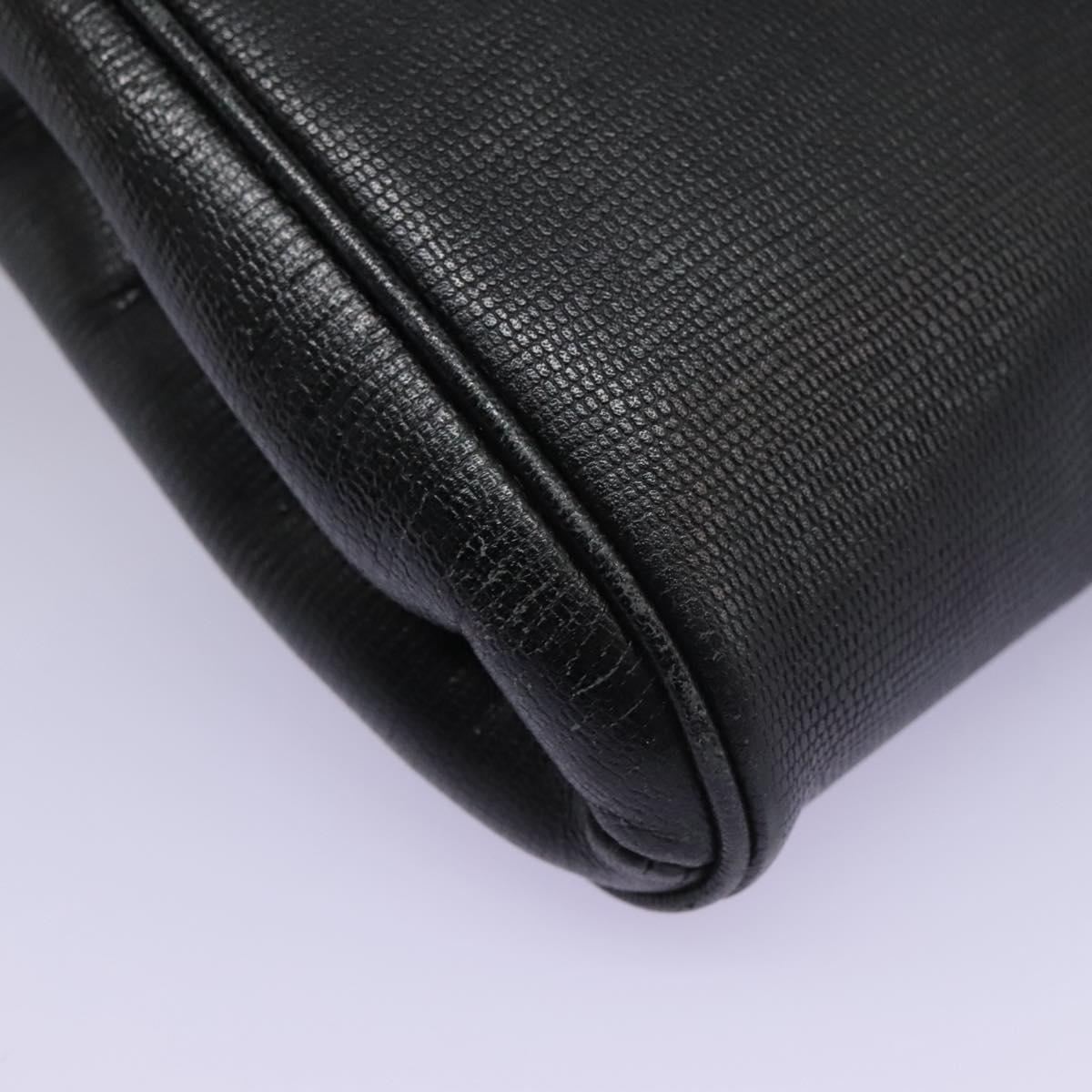 CELINE Shoulder Bag Leather Black Gold Auth BD268