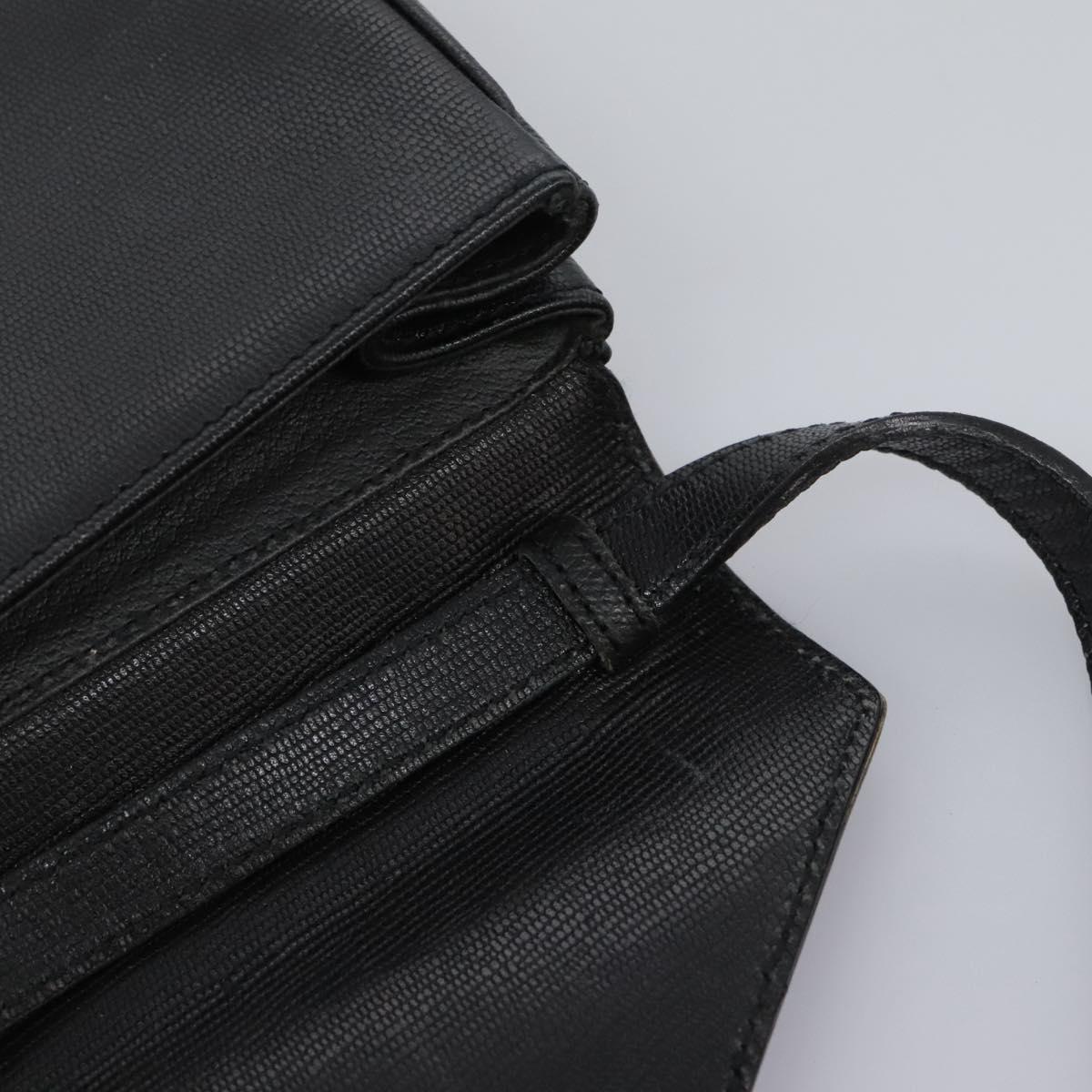 CELINE Shoulder Bag Leather Black Gold Auth BD268