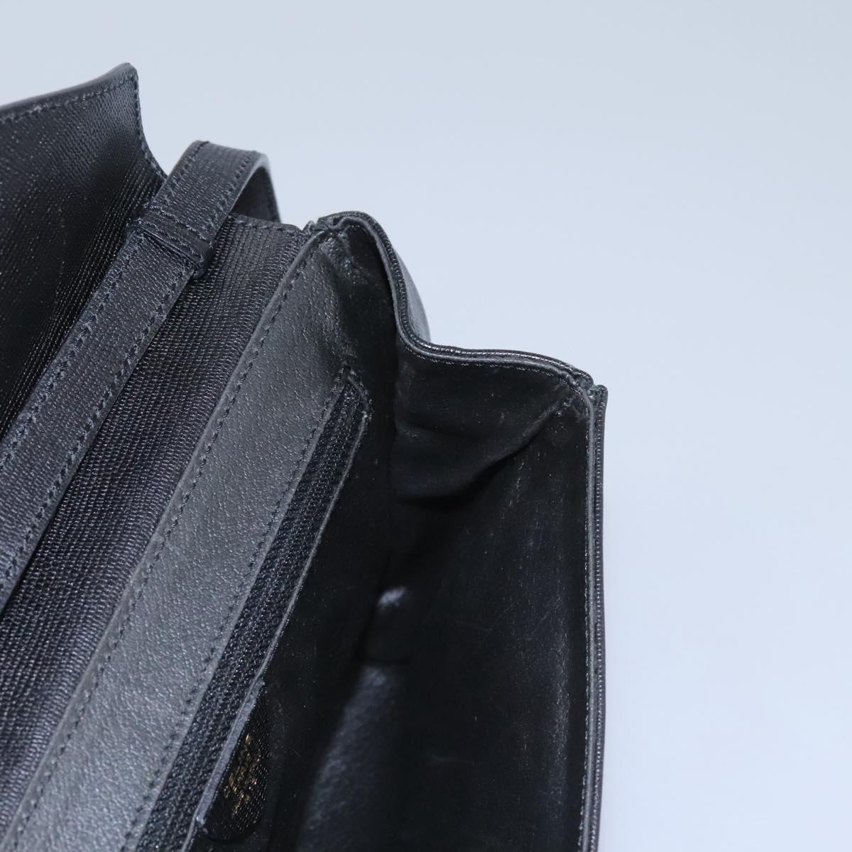 CELINE Shoulder Bag Leather Black Gold Auth BD268