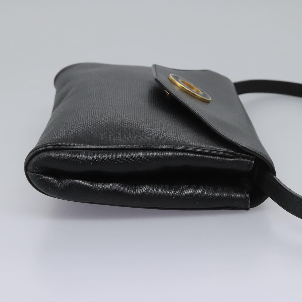 CELINE Shoulder Bag Leather Black Gold Auth BD268