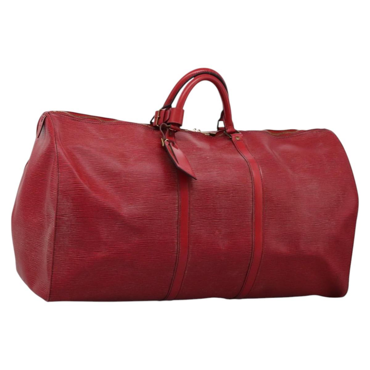 LOUIS VUITTON Epi Keepall 60 Boston Bag Red M42947 LV Auth BD278