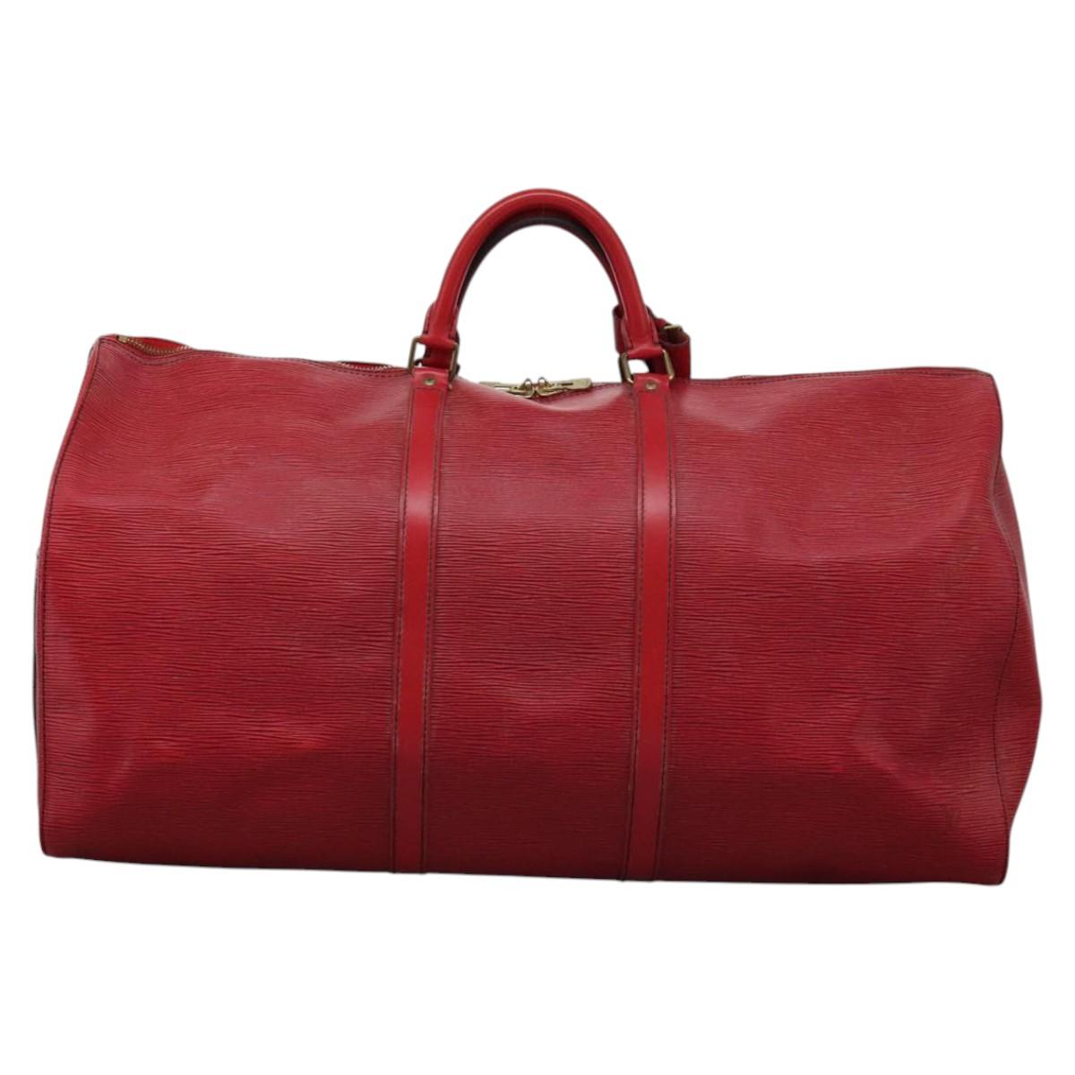 LOUIS VUITTON Epi Keepall 60 Boston Bag Red M42947 LV Auth BD278