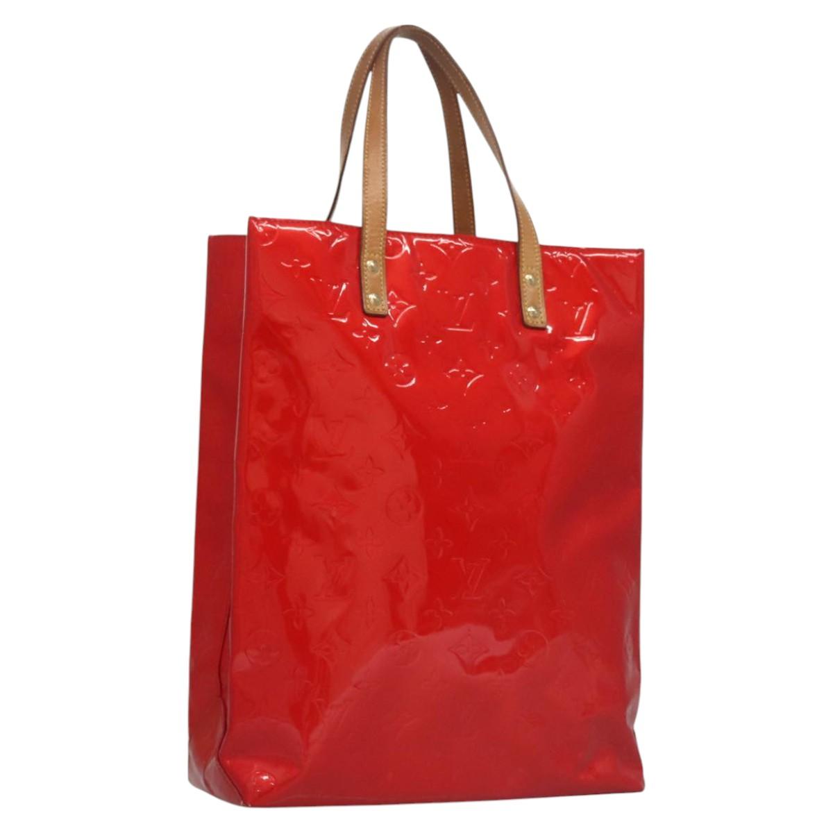 LOUIS VUITTON Monogram Vernis Reade MM Hand Bag Red Rouge M91086 LV Auth BD284