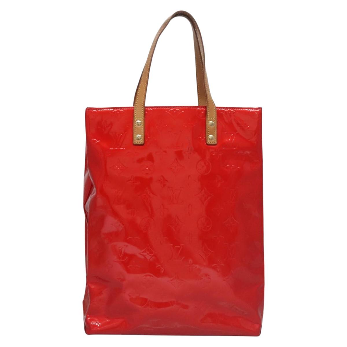 LOUIS VUITTON Monogram Vernis Reade MM Hand Bag Red Rouge M91086 LV Auth BD284