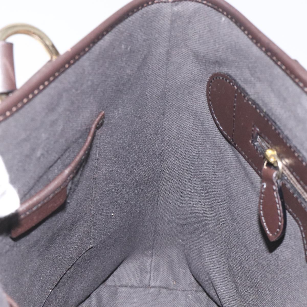 BURBERRY Nova Check Tote Bag PVC Leather Beige Dark Brown gold Auth BD286