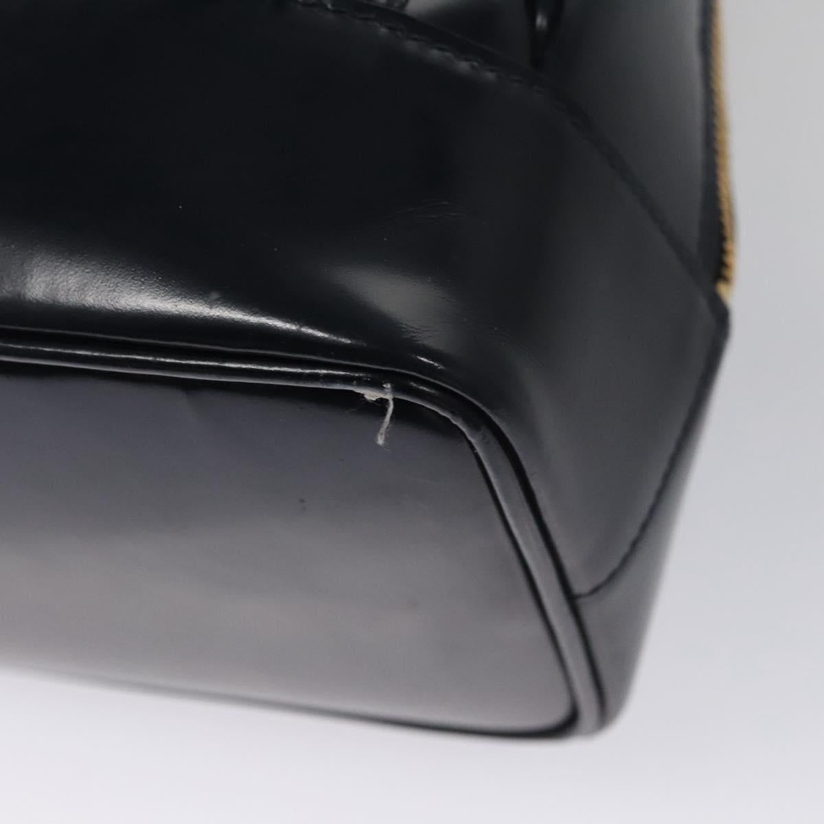 GUCCI Bamboo Body Bag Patent leather Navy Gold Auth BD339