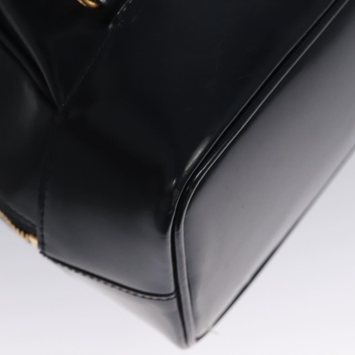 GUCCI Bamboo Body Bag Patent leather Navy Gold Auth BD339