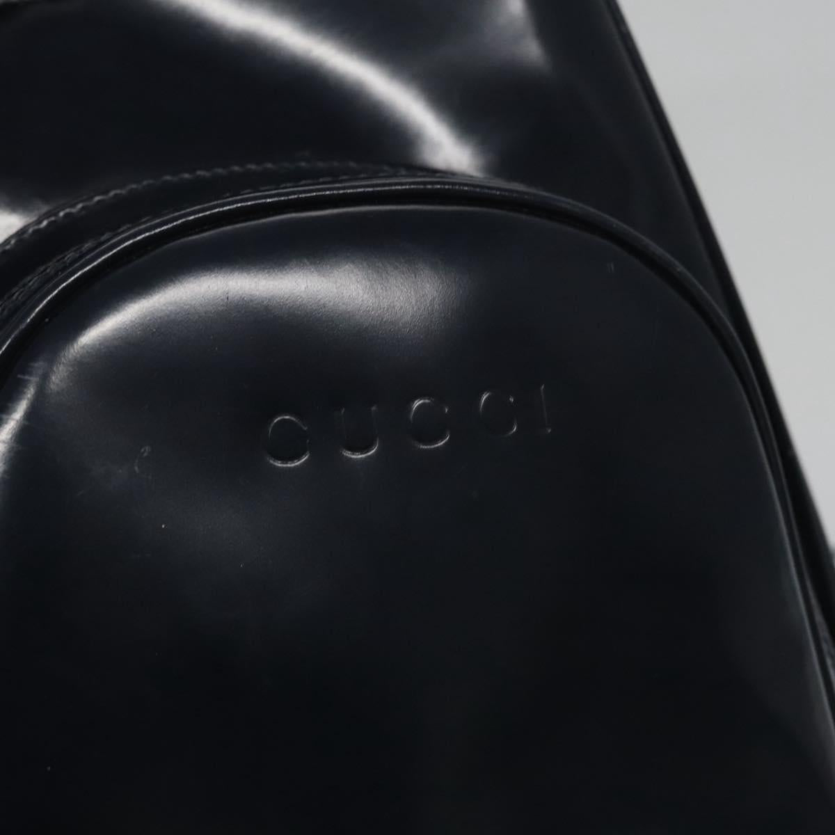 GUCCI Bamboo Body Bag Patent leather Navy Gold Auth BD339