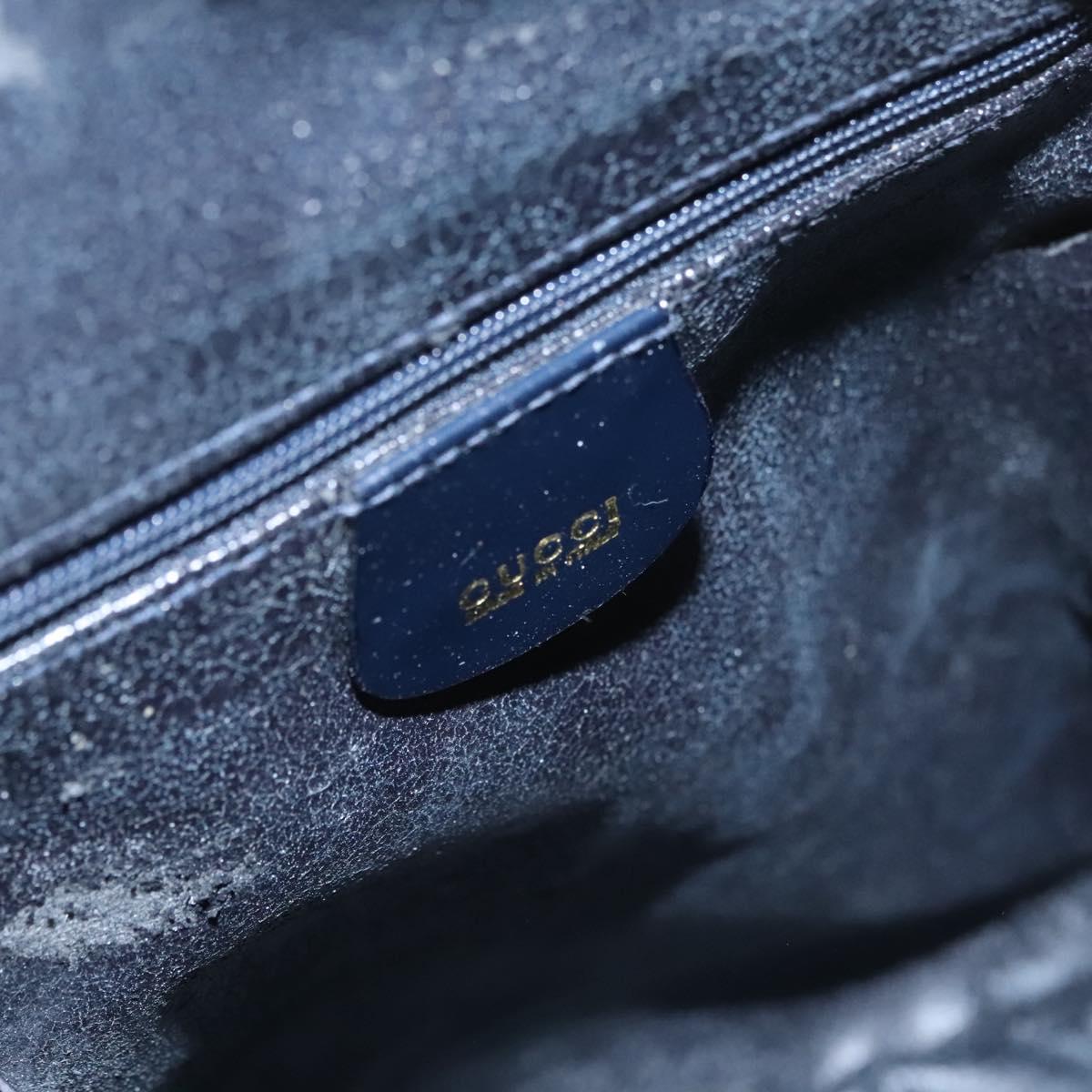 GUCCI Bamboo Body Bag Patent leather Navy Gold Auth BD339