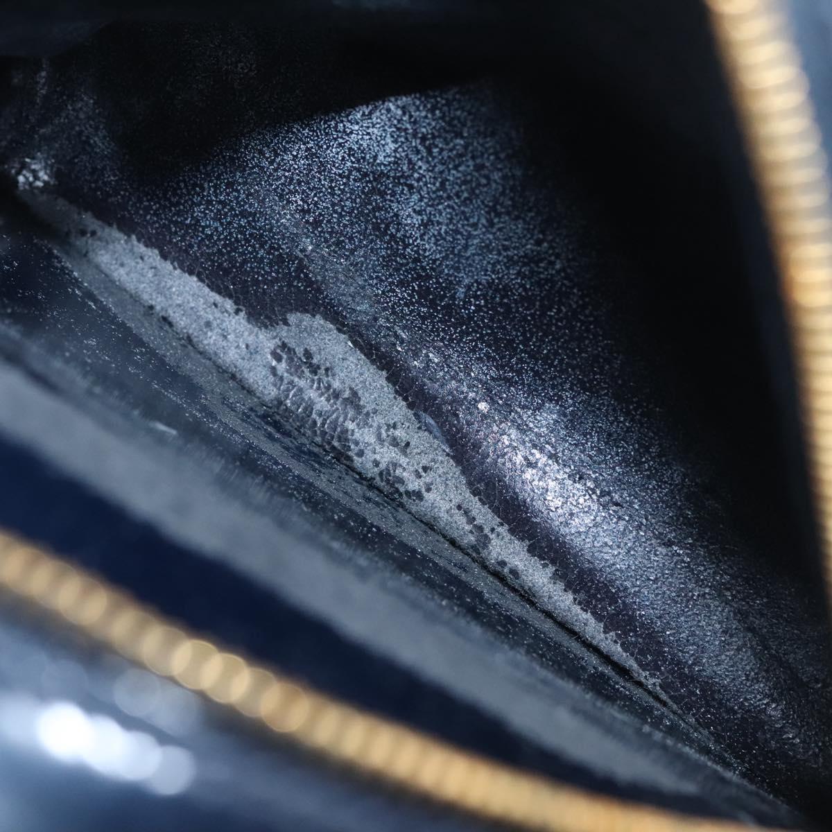 GUCCI Bamboo Body Bag Patent leather Navy Gold Auth BD339