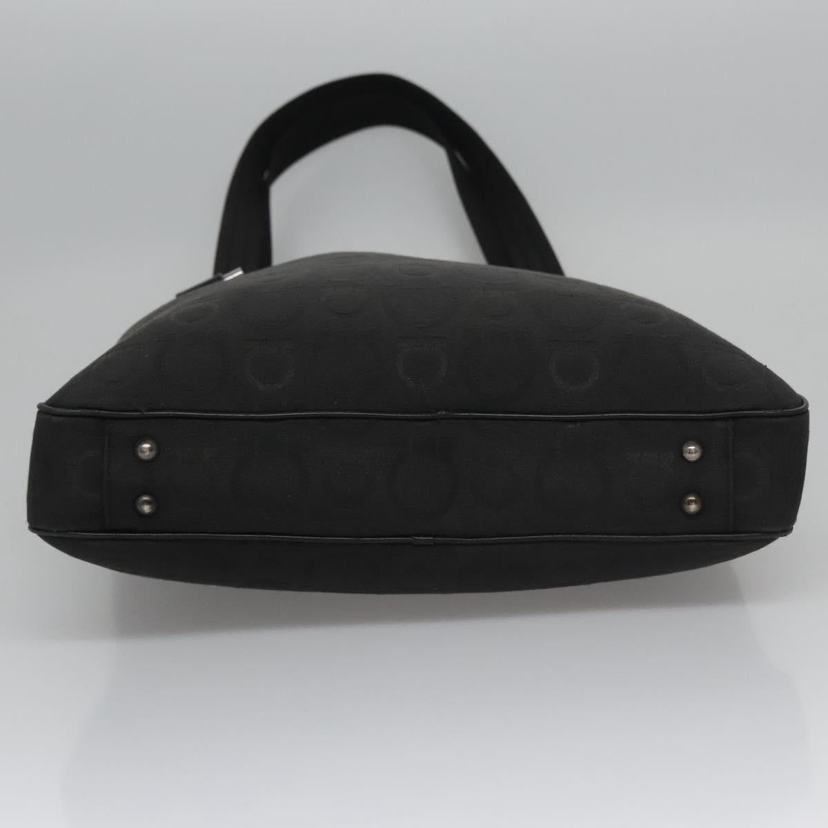 Salvatore Ferragamo Gancini Tote Bag Canvas Black Auth BD344