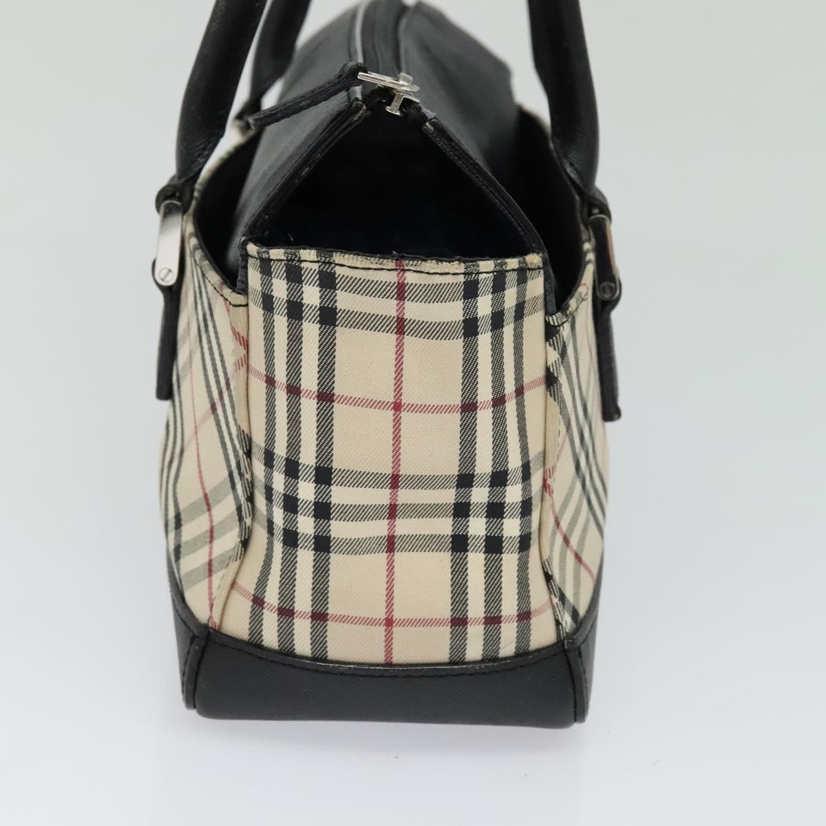 BURBERRY Nova Check Hand Bag Canvas Beige Black Auth BD352