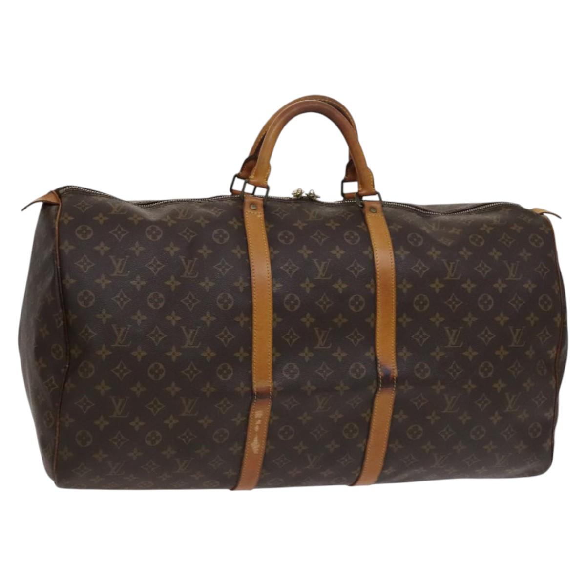 LOUIS VUITTON Monogram Keepall 60 Boston Bag M41422 LV Auth BD363