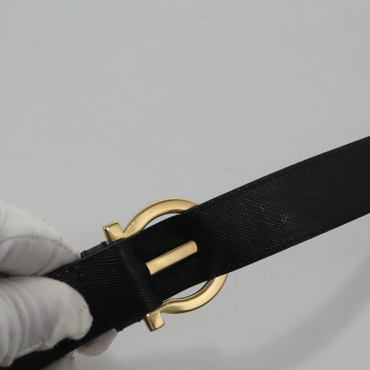 Salvatore Ferragamo Gancini Shoulder Bag Leather Black Auth BD371