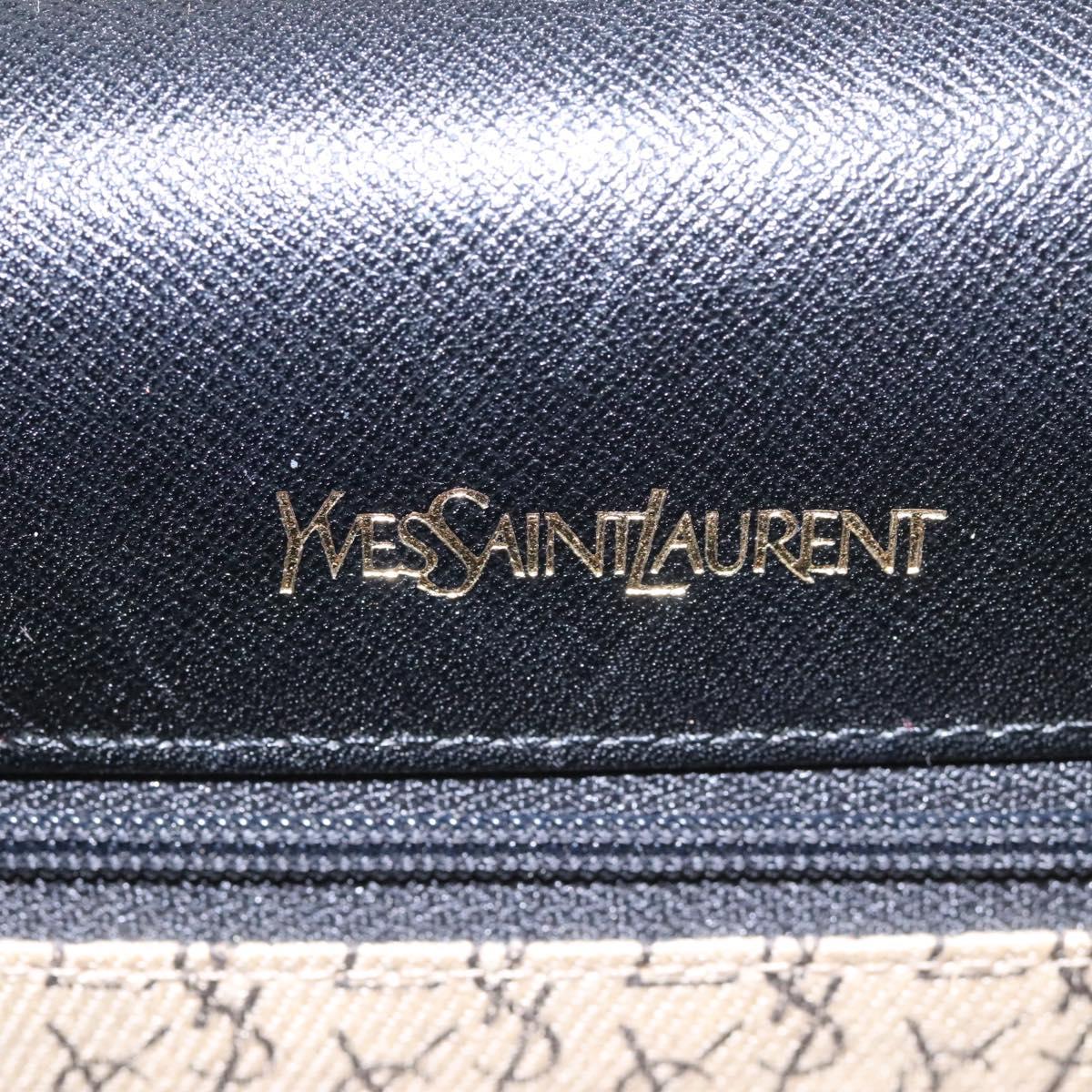 SAINT LAURENT Shoulder Bag Leather Black Gold Auth BD372