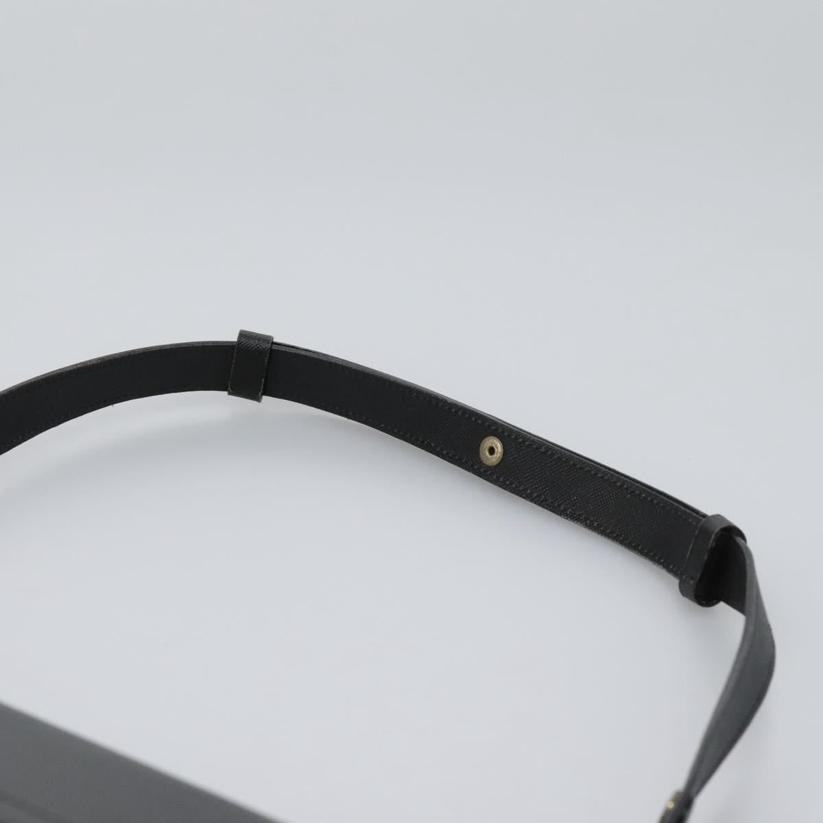 SAINT LAURENT Shoulder Bag Leather Black Gold Auth BD372