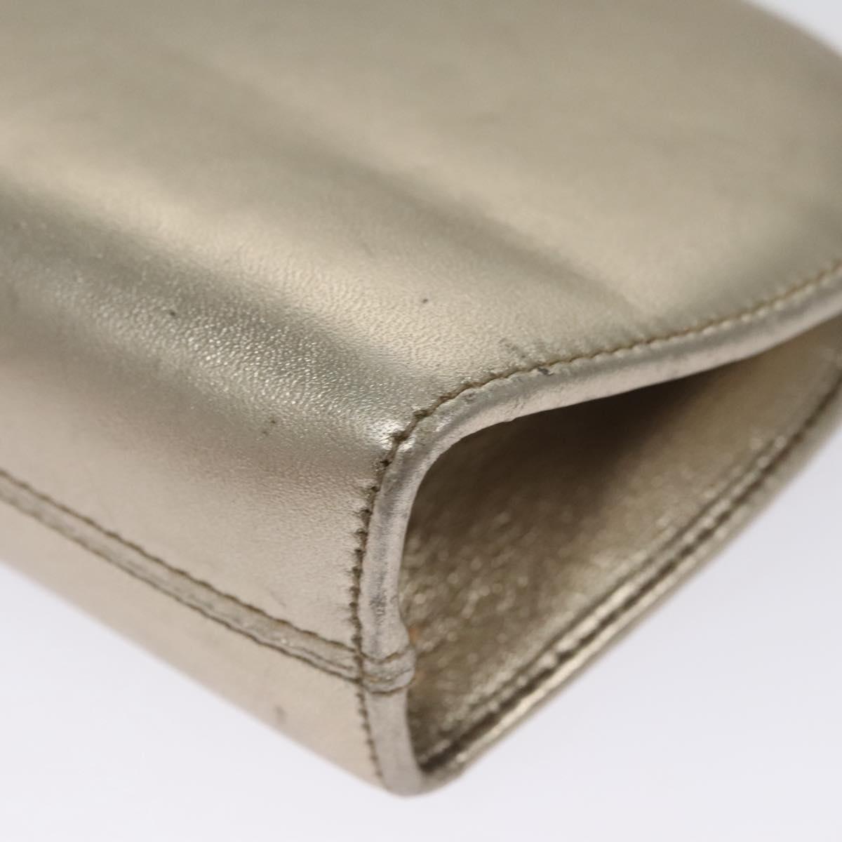 Salvatore Ferragamo Gancini Chain Shoulder Bag Leather Silver Gold Auth BD416